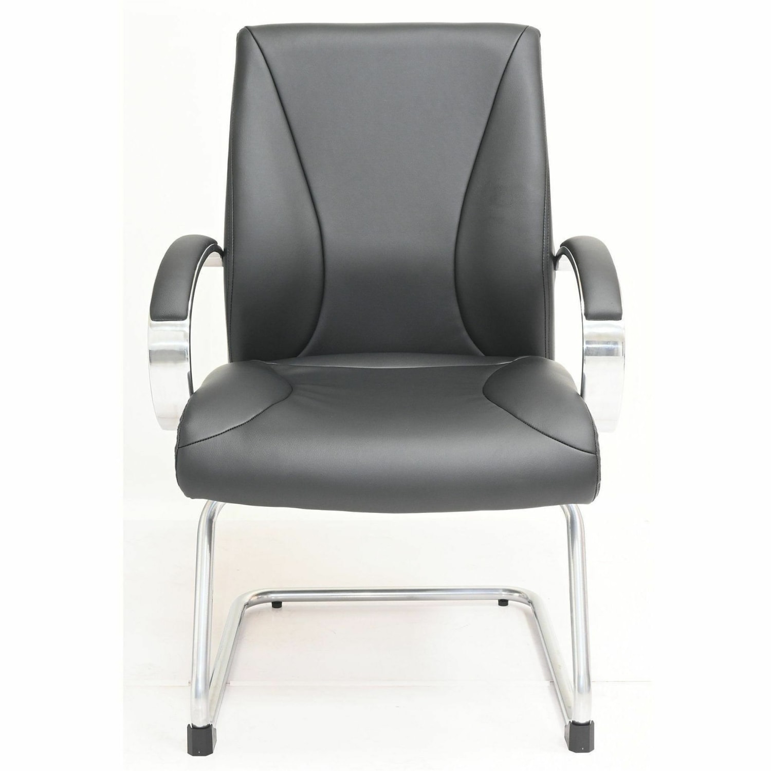 Lorell Pike Executive Guest Chair - Low Back - Cantilever Base - Black - Polyurethane - Armrest - 1 Each - Image 3