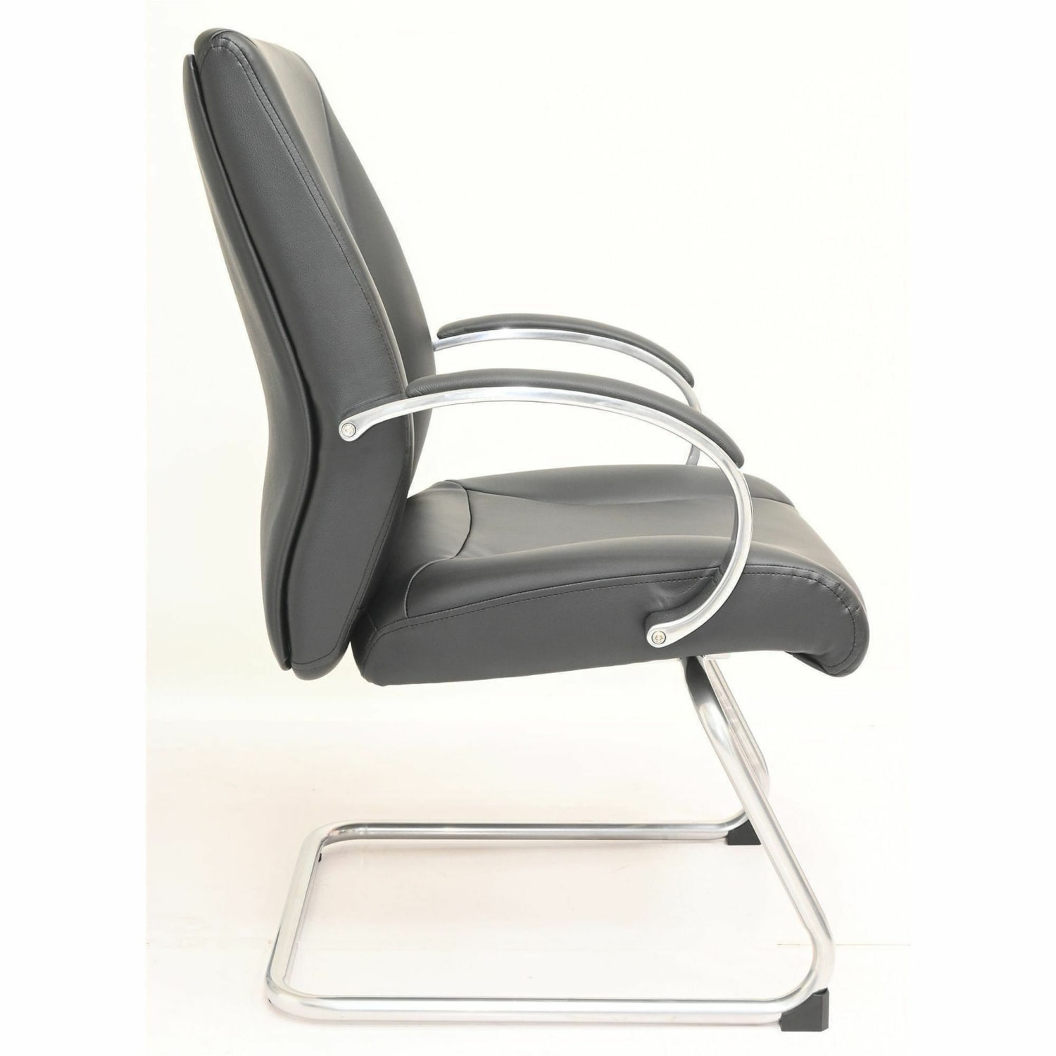 Lorell Pike Executive Guest Chair - Low Back - Cantilever Base - Black - Polyurethane - Armrest - 1 Each - Image 4