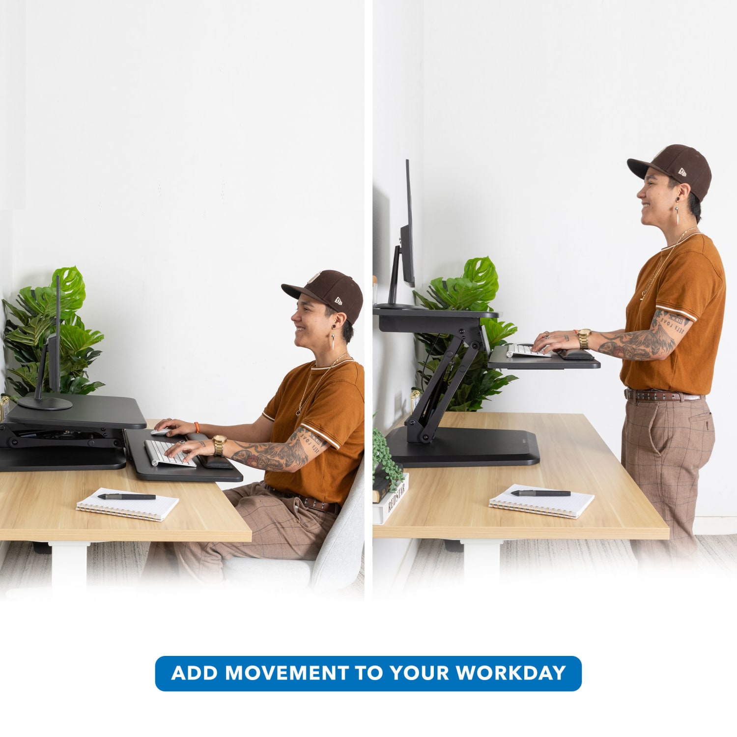 Mount-It! MI-7916 Sit-Stand Desk Riser, 6-1/2inH x 33inW x 8inD, Black - Image 3