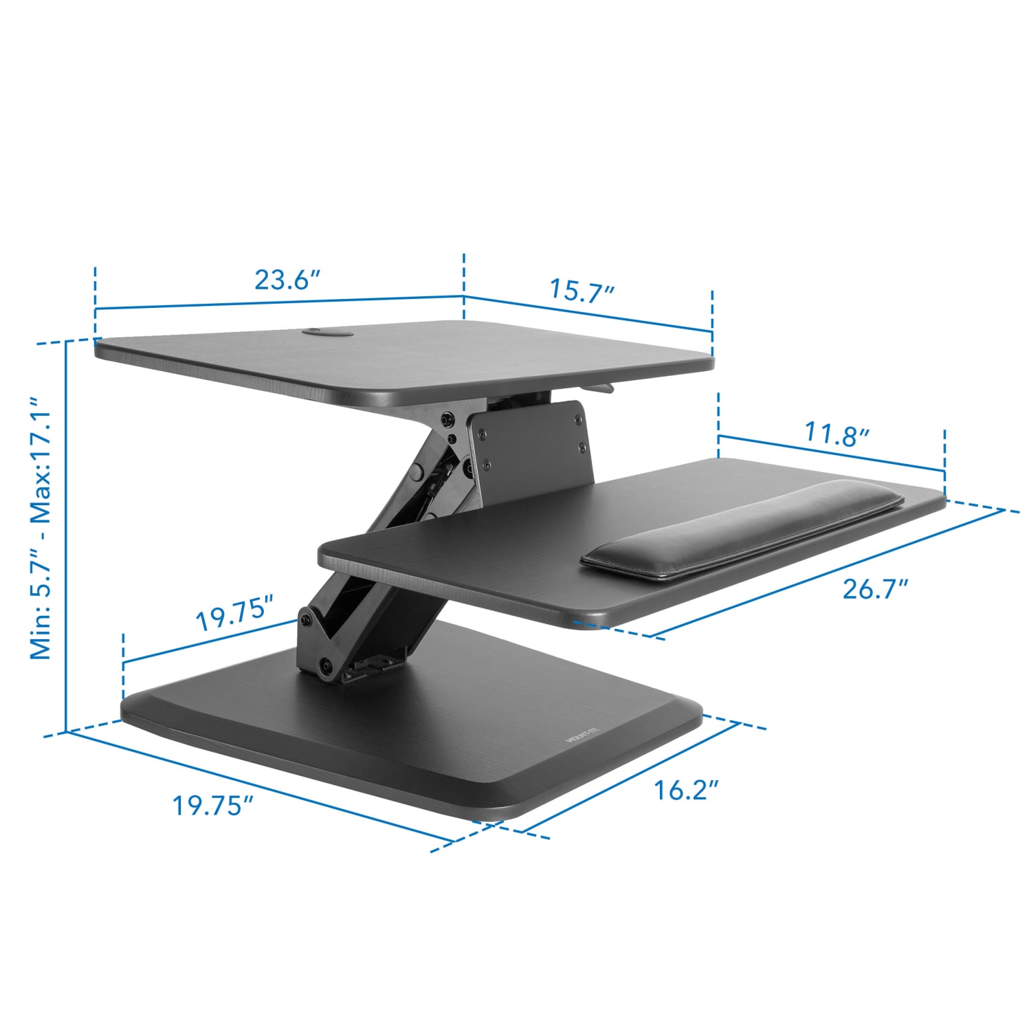 Mount-It! MI-7916 Sit-Stand Desk Riser, 6-1/2inH x 33inW x 8inD, Black - Image 5