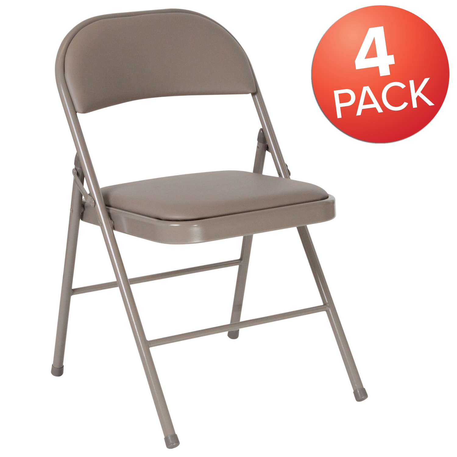 Flash Furniture Hercules Double-Braced Vinyl Folding Chairs, Set Of 4 Folding Chairs, Gray - Image 3
