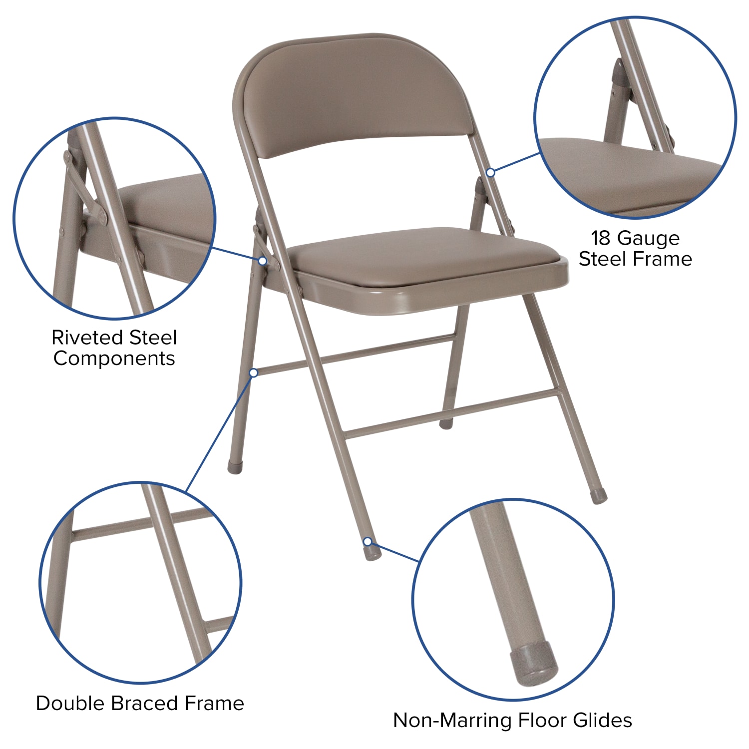 Flash Furniture Hercules Double Braced Vinyl Folding Chairs Set Of 4 Folding Chairs Gray PopularChairscom