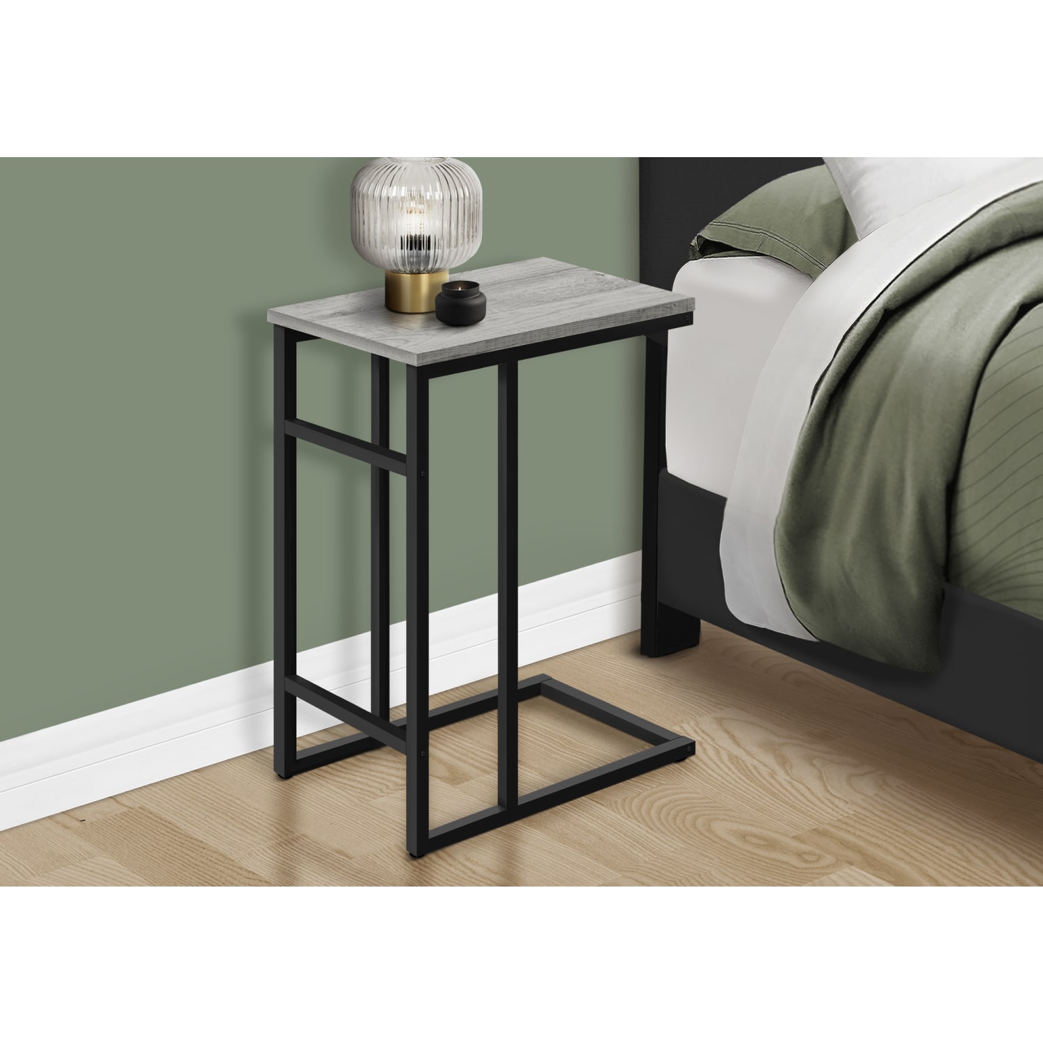 Monarch Specialties Abi Accent Table, 24inH x 18inW x 11-3/4inD, Black/Gray - Image 3