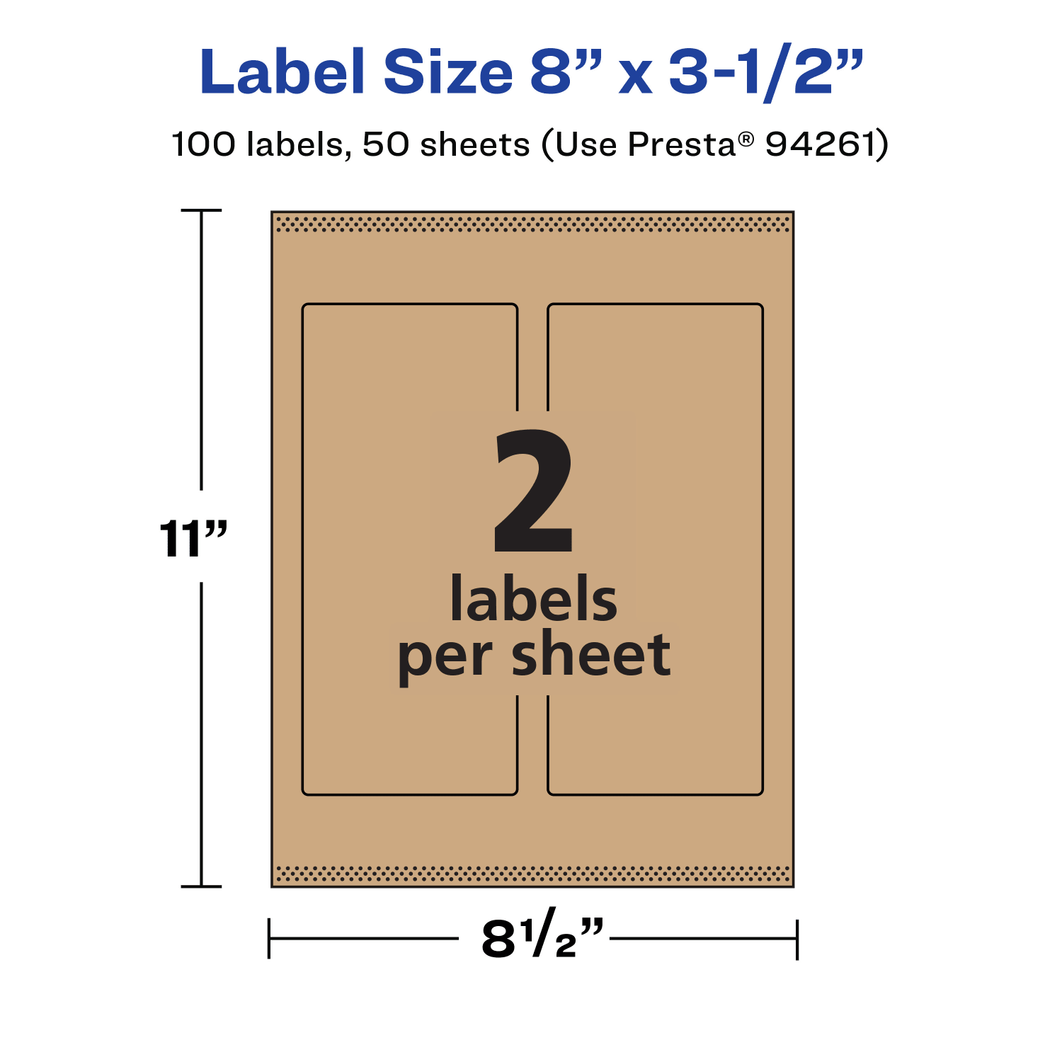 Avery Kraft Permanent Labels With Sure Feed, 94261-KMP50, Rectangle, 8in x 3-1/2in, Brown, Pack Of 100 - Image 6