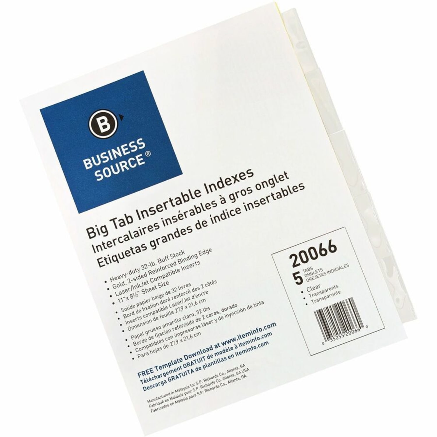 Business Source Insertable 5-Tab Ring Binder Indexes - 5x Divider(s) - 5 Tab(s)/Set2in Tab- 8.5in Dividerx 11in Divider - 20066 - Image 5