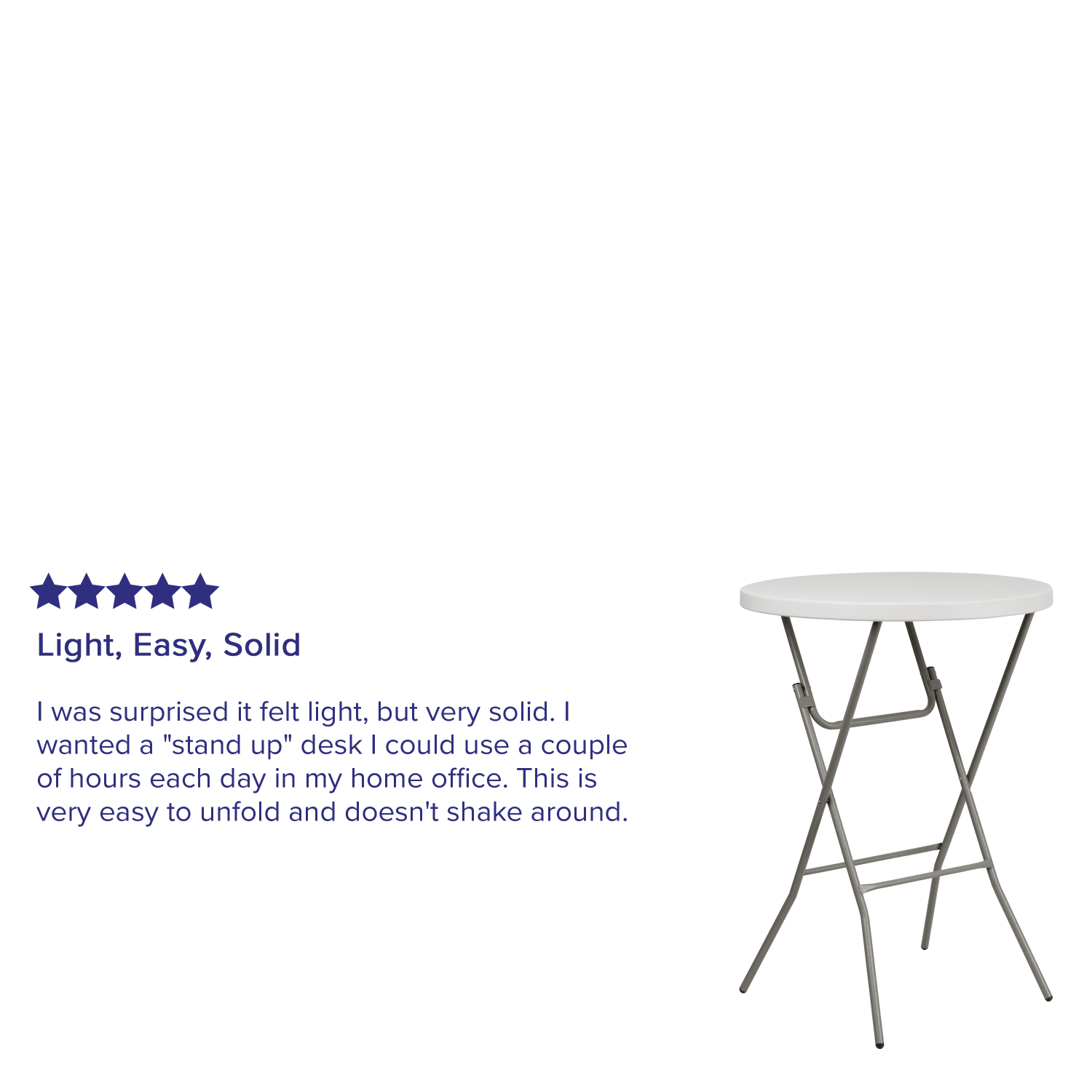 Flash Furniture Round Plastic Bar Height Folding Table, 43-1/2inH x 31-1/2inW x 31-1/2inD, Granite White - Image 5