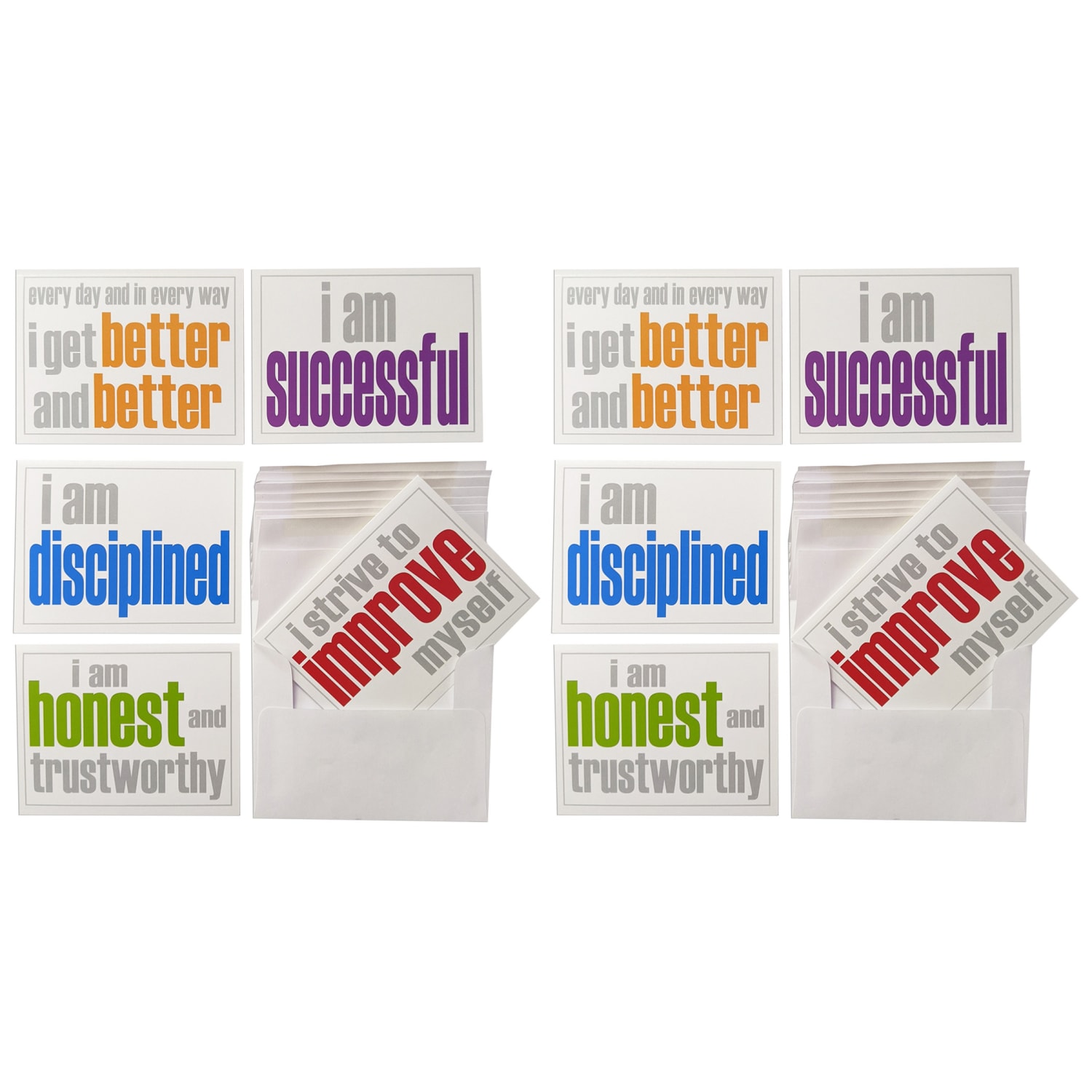 Inspired Minds Note Cards With Envelope, Inner Strength Booster Set, 5-1/2in x 4-1/4in, 10 Per Pack, Set Of 2 Packs