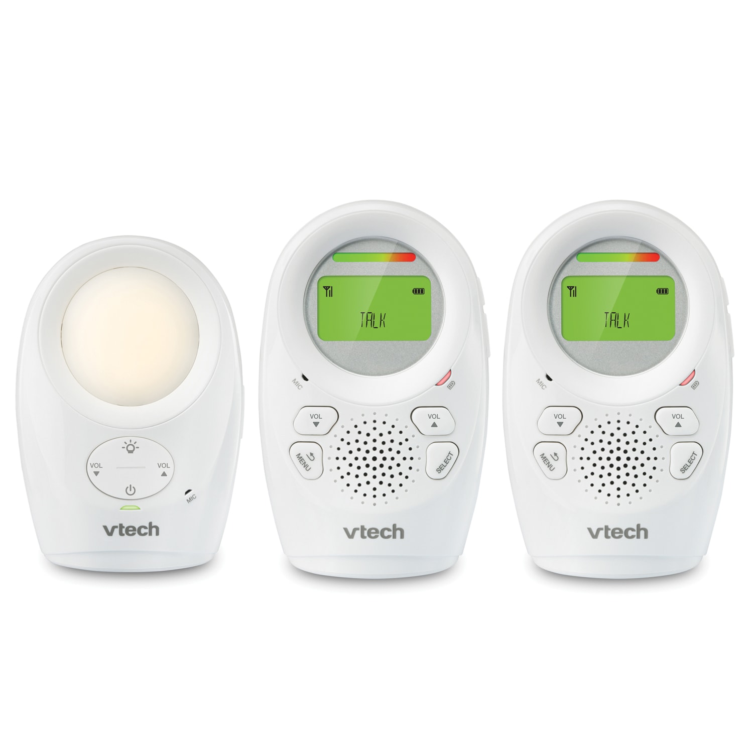 VTech Digital Audio Baby Monitor With Enhanced Range And 2 Parent Units, 1.93inH x 8.4inW x 4.32inD, White