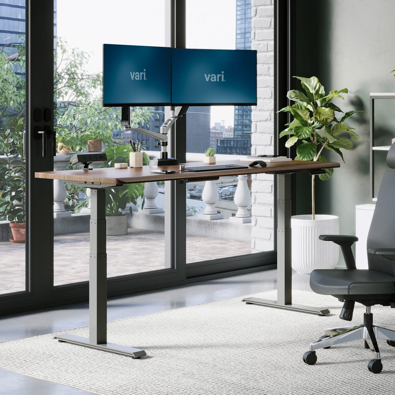 VARI Electric Standing Desk With ComfortEdge, 72inW, Walnut - Image 3