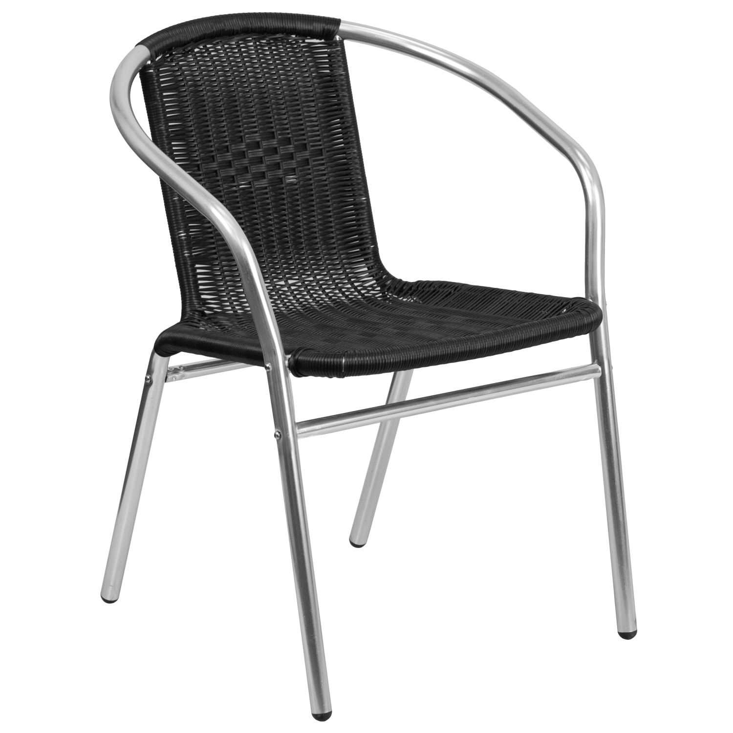 Flash Furniture Lila 3-Piece 27-1/2in Round Aluminum Indoor/Outdoor Table Set With Rattan Chairs, Black - Image 6