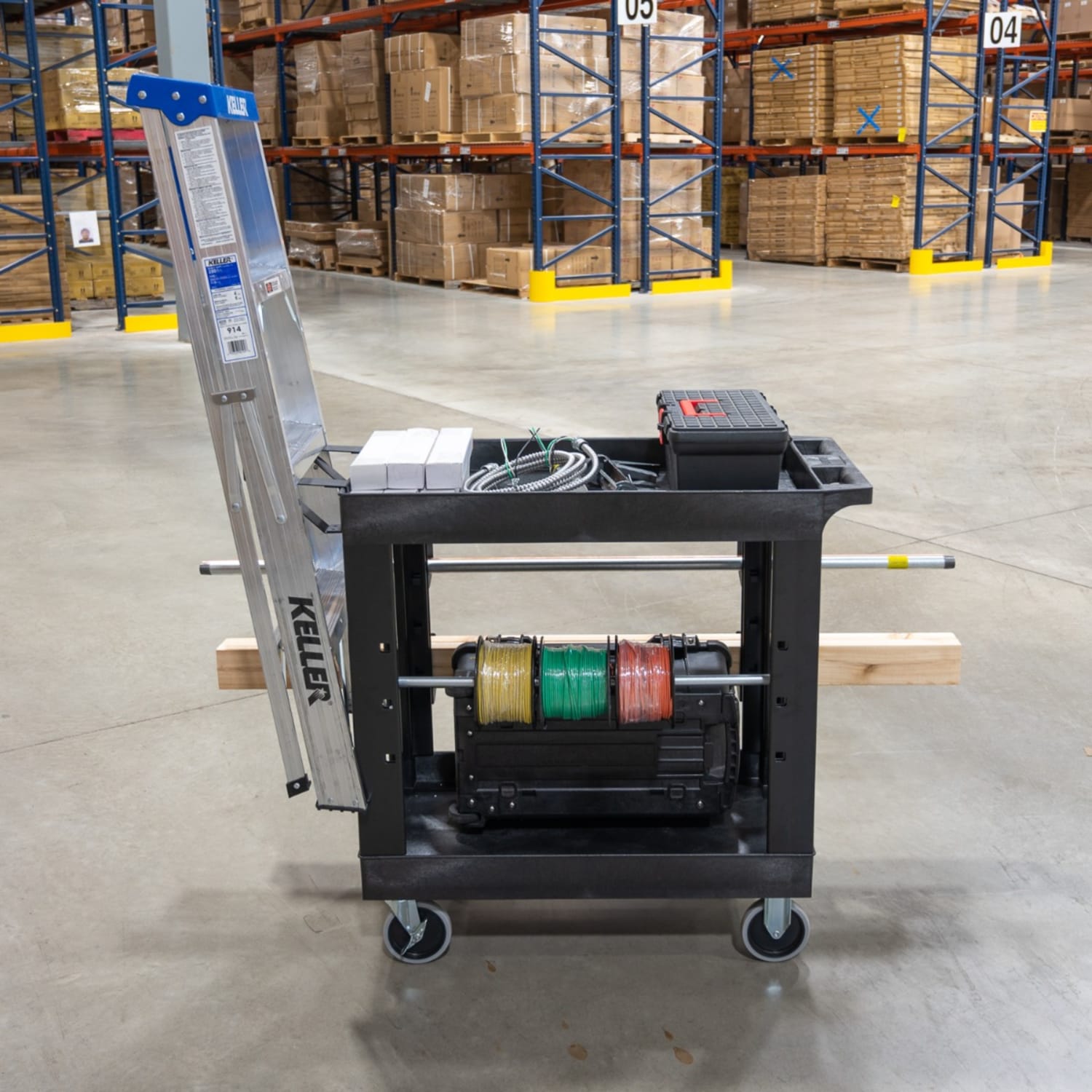 Luxor Heavy-Duty Industrial Utility Cart, 35-1/4inH x 32inW x 18inD, Black - Image 6