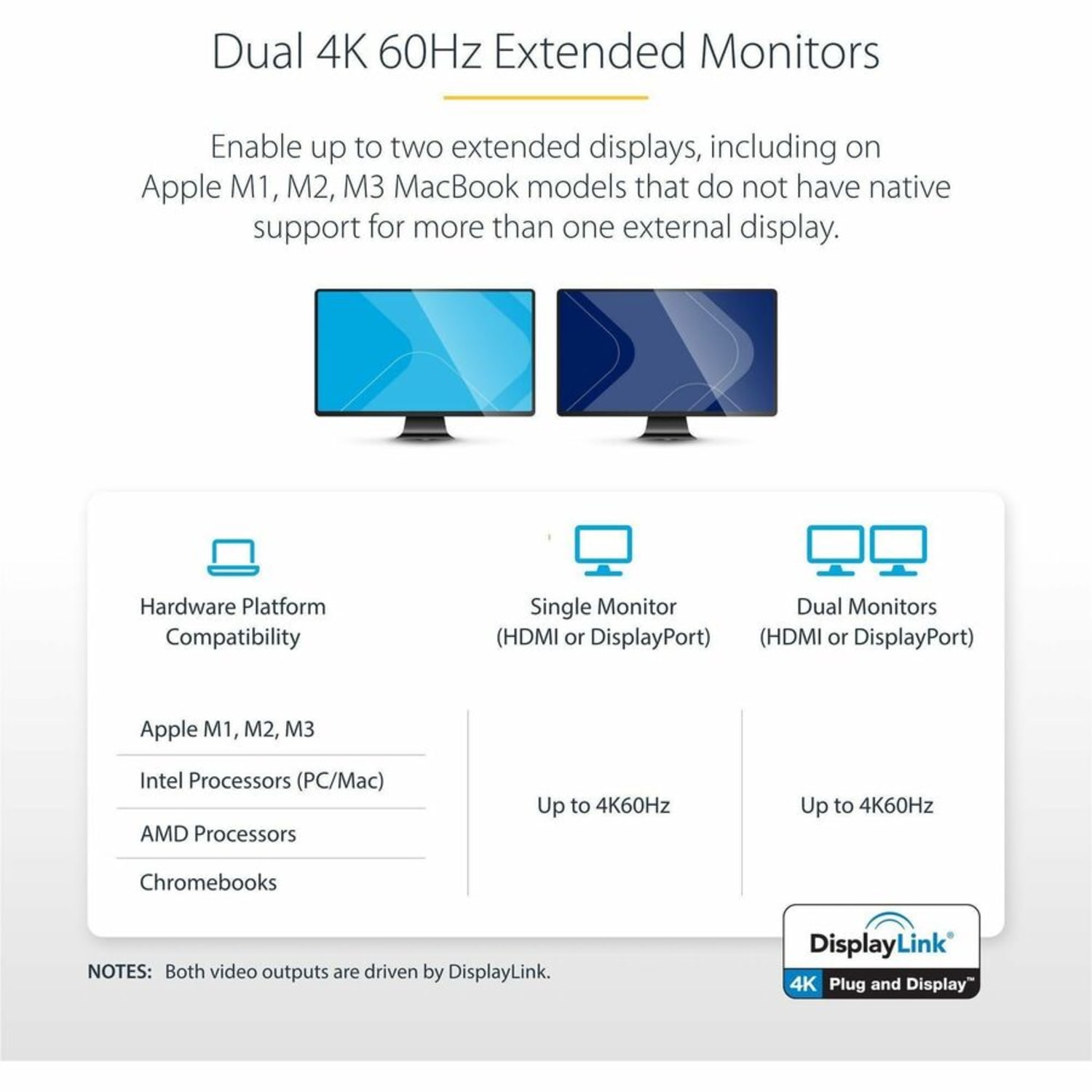 StarTech.com USB-C & USB-A Dock - Hybrid Universal Laptop Docking Station with Dual Monitor Display 4K 60Hz HDMI & DisplayPort - DK30C2DPPD - Image 5