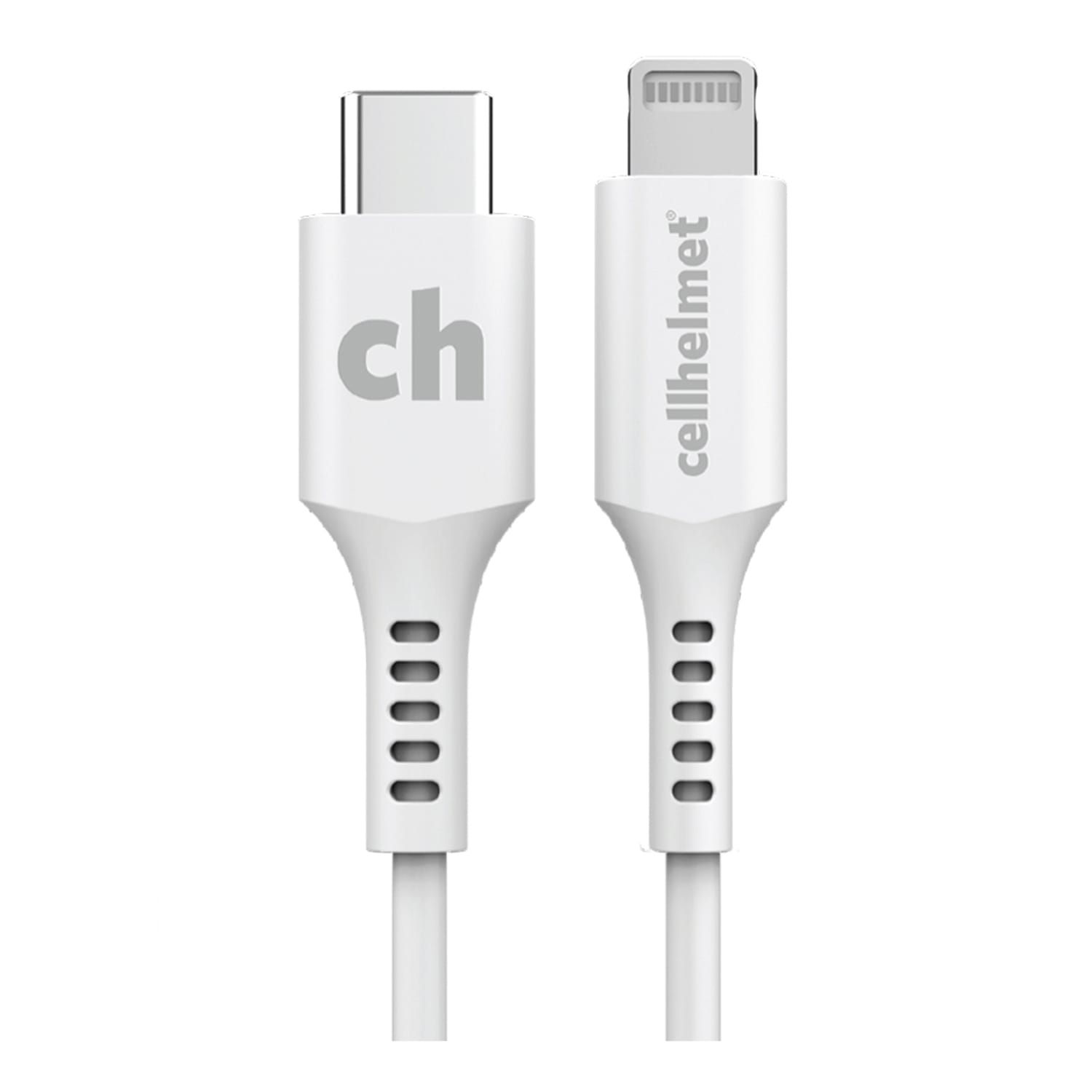 cellhelmet Charge And Sync USB-C To Lightning Round Cable, 10ft, Gray