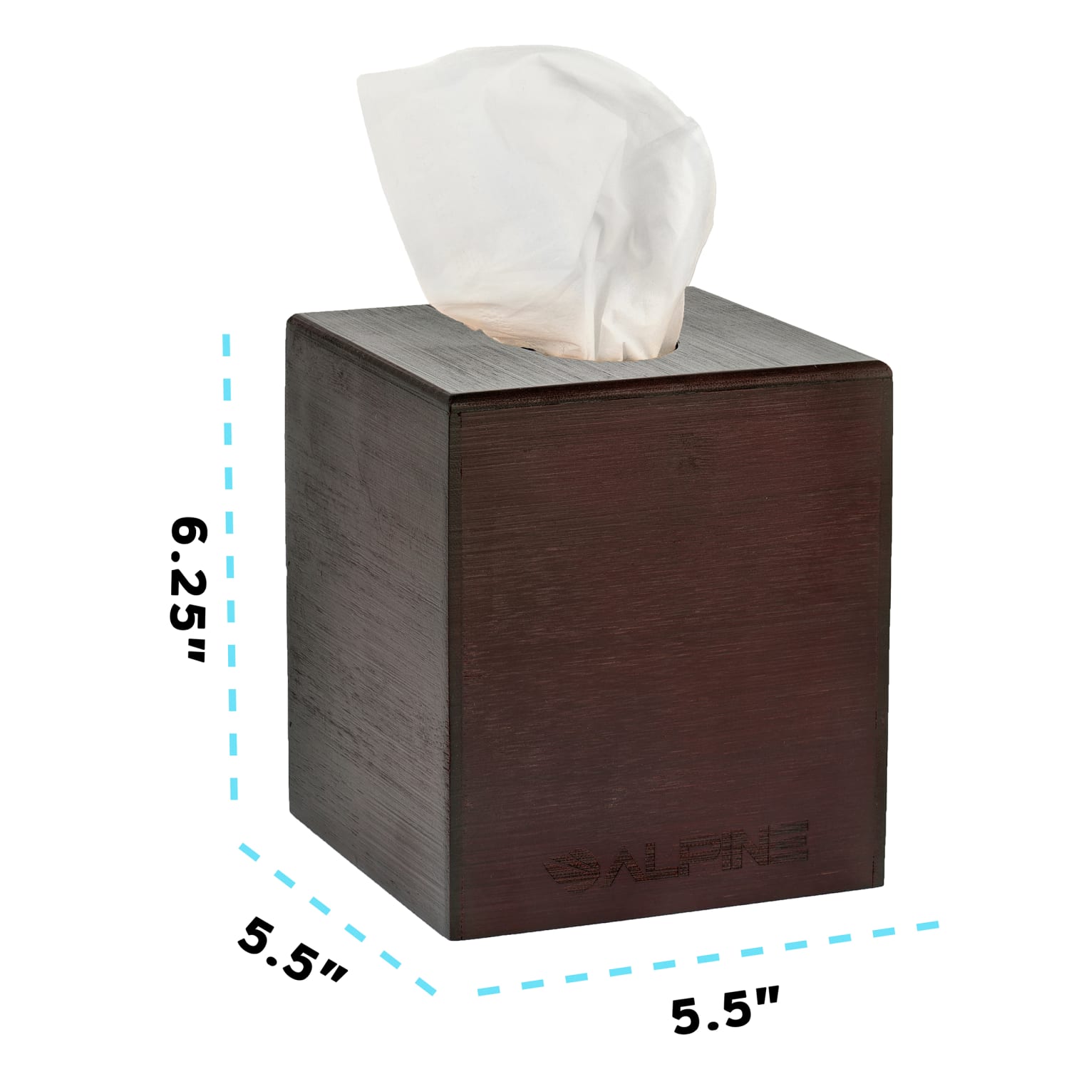 Alpine Wooden Tissue Box Covers, 6-1/4in x 5-1/2in x 5-1/2in, Espresso, Pack Of 3 Covers - Image 5