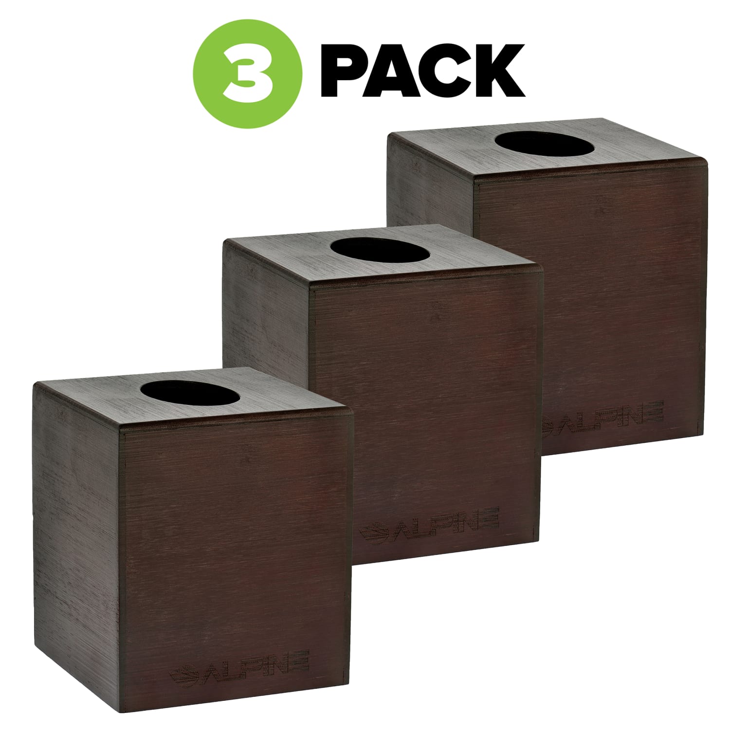 Alpine Wooden Tissue Box Covers, 6-1/4in x 5-1/2in x 5-1/2in, Espresso, Pack Of 3 Covers - Image 6