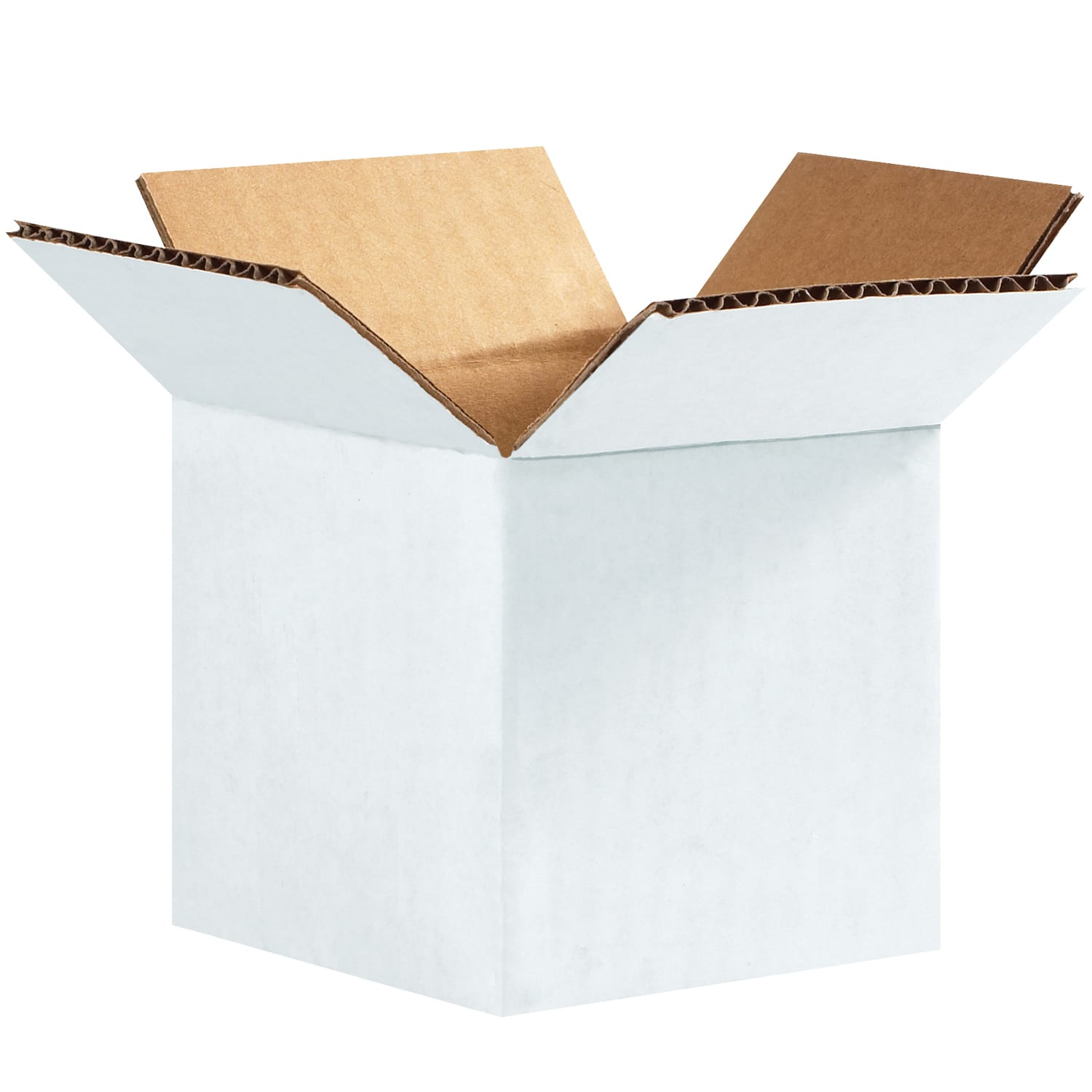 Partners Brand White Corrugated Boxes, 4in x 4in x 4in, Pack Of 25