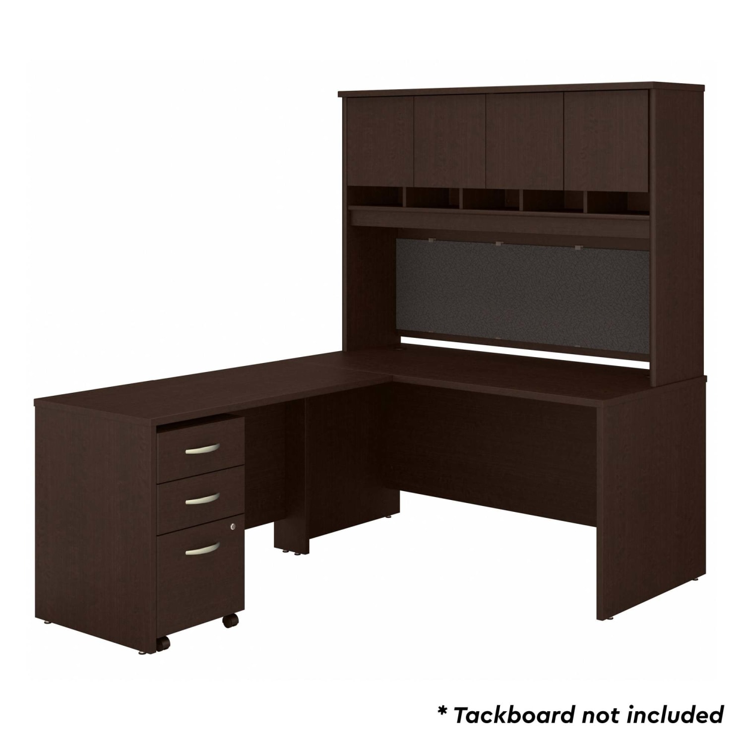 Bush Business Furniture 60inW L-Shaped Corner Desk With Hutch And Mobile File Cabinet, Mocha Cherry, Standard Delivery - Image 3