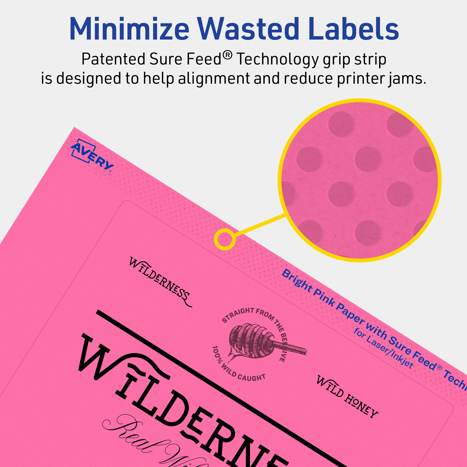 Avery Printable Labels With Sure Feed Technology, 94257-BPP10, Rectangle, 5in x 6in, Matte Bright Pink, Pack of 20 - Image 5