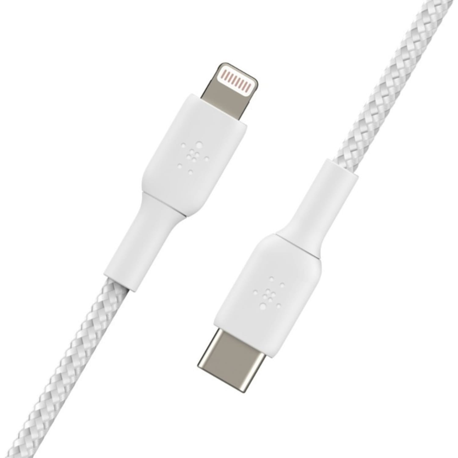 Belkin Braided USB-C to Lightning Cable (2m / 6.6ft, White) - 6.60 ft Lightning/USB-C Data Transfer Cable for iPad, iPad Pro, iPad mini, iPad Air, iPhone - First End: 1 x USB Type C - Male - Second End: 1 x Lightning - Male - White - Image 4