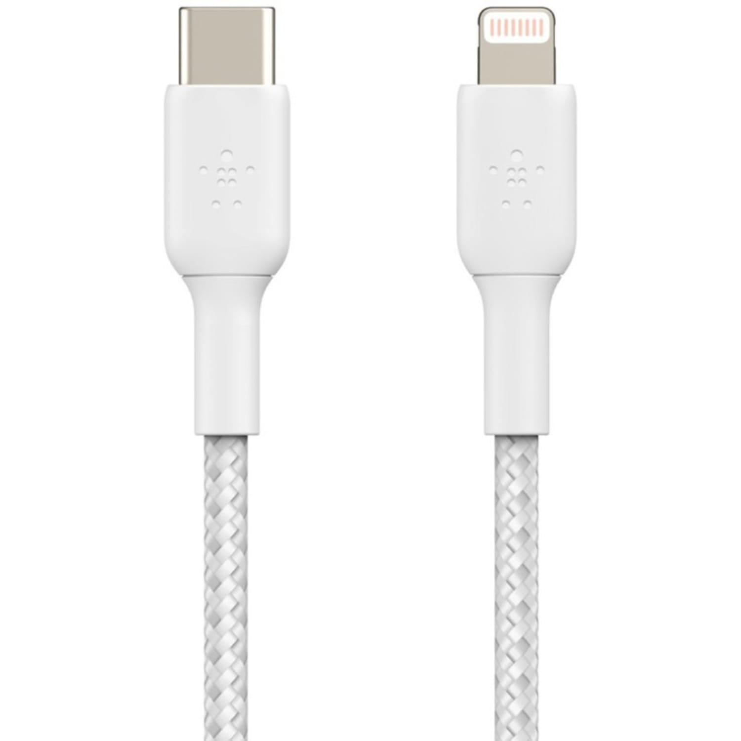 Belkin Braided USB-C to Lightning Cable (2m / 6.6ft, White) - 6.60 ft Lightning/USB-C Data Transfer Cable for iPad, iPad Pro, iPad mini, iPad Air, iPhone - First End: 1 x USB Type C - Male - Second End: 1 x Lightning - Male - White - Image 6
