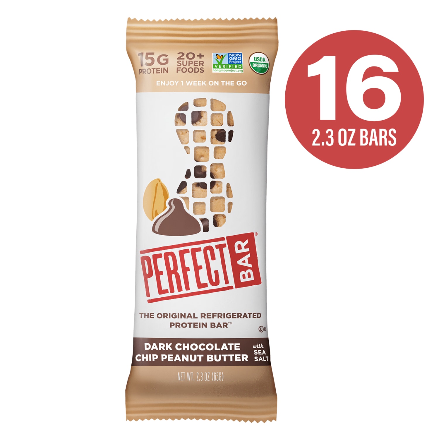 Perfect Bar Protein Bars, Dark Chocolate Peanut Butter, 2.3 Oz, Pack Of 16 Bars - Image 3