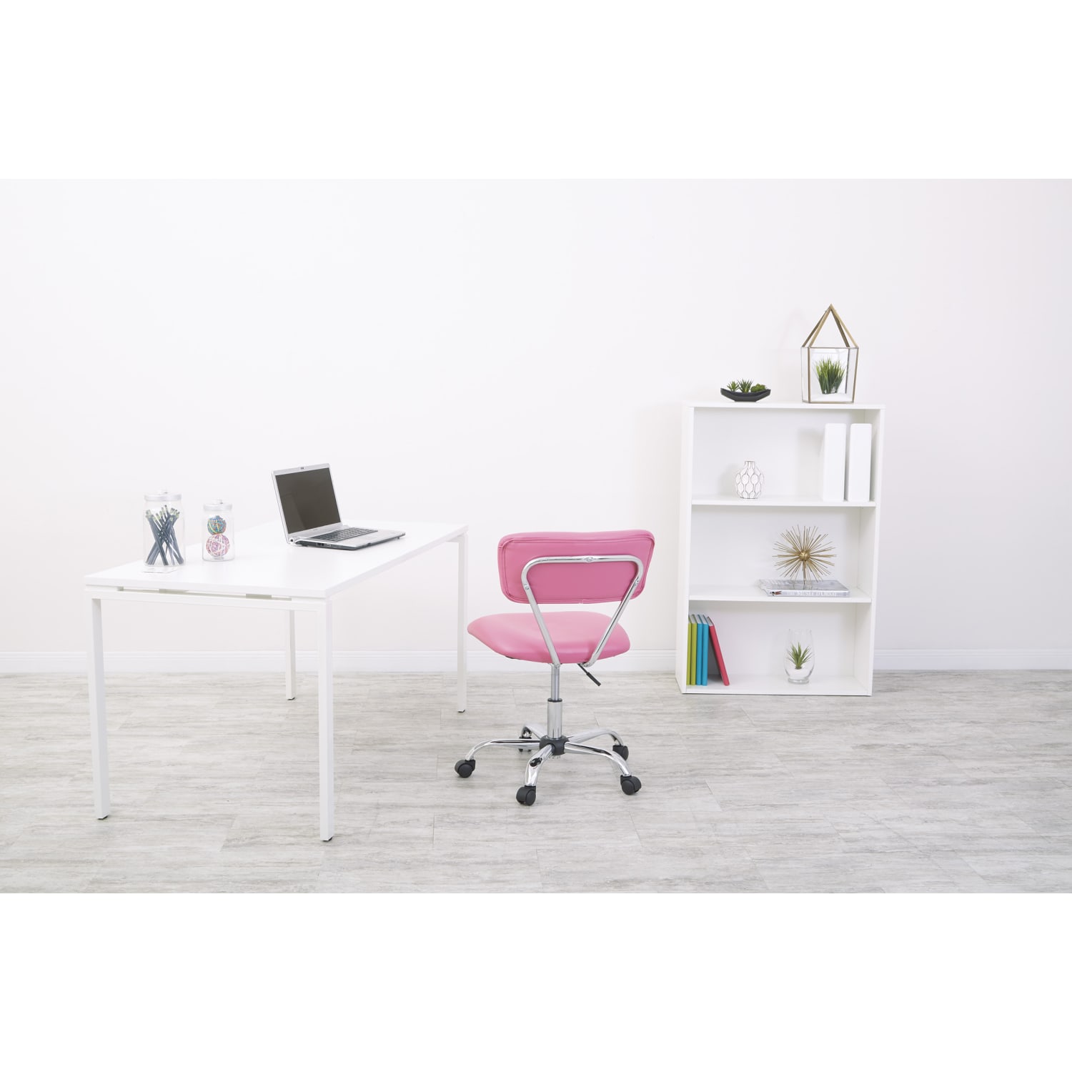 Office Star Avenue Six Vista Task Chair, Vinyl, Pink/Silver - Image 5