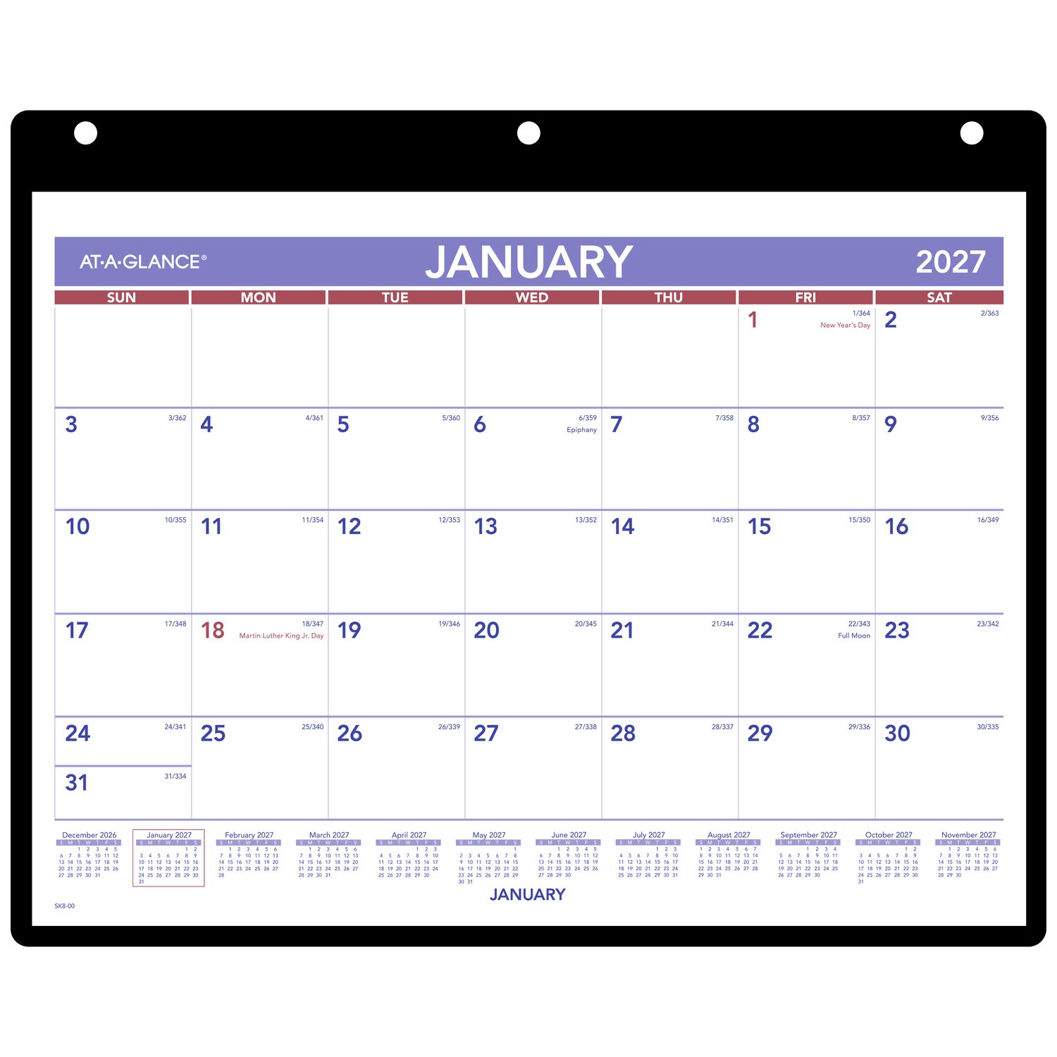AT-A-GLANCE 2027 Monthly Desk Wall Calendar with Jacket, Small, 11in x 8in