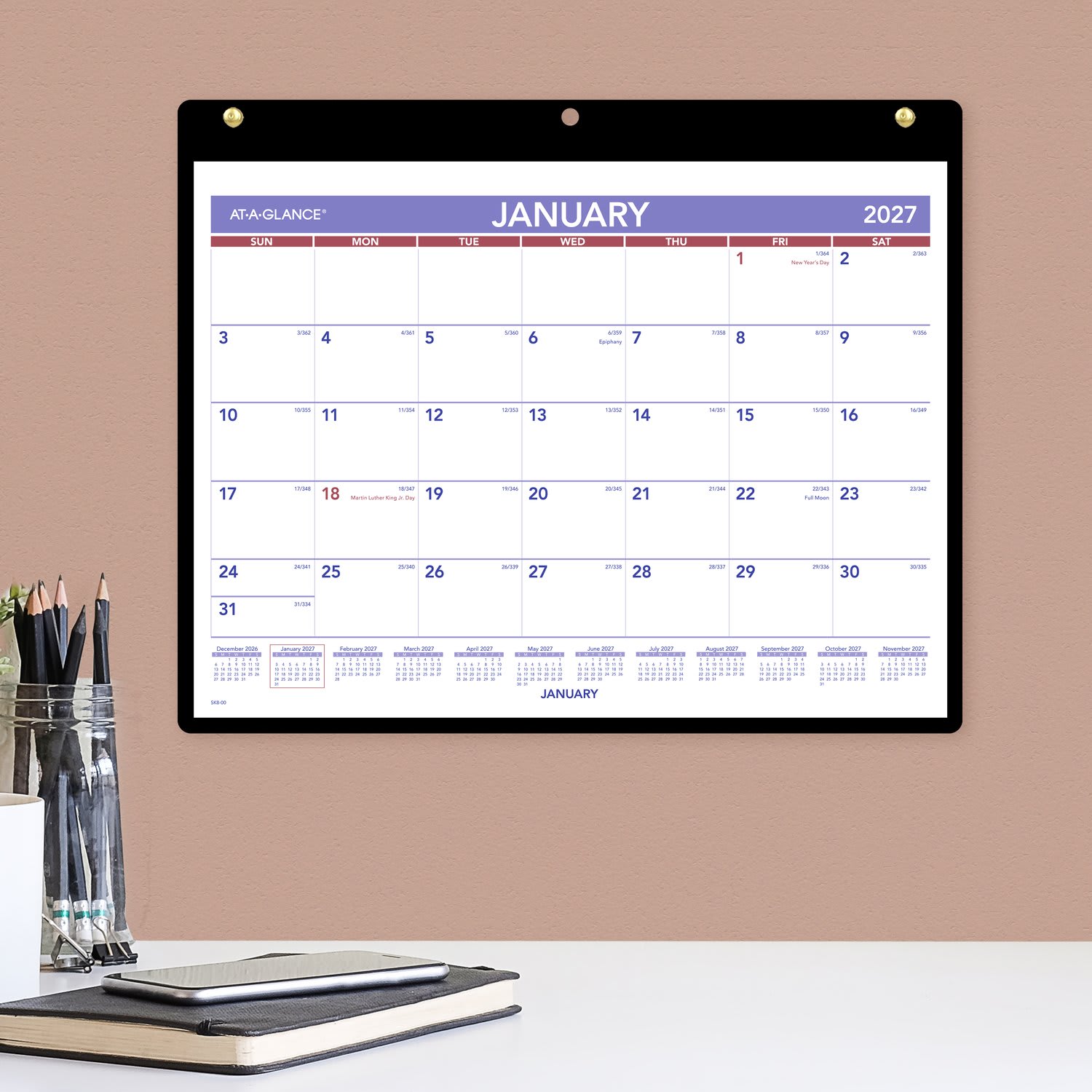 AT-A-GLANCE 2027 Monthly Desk Wall Calendar with Jacket, Small, 11in x 8in - Image 5