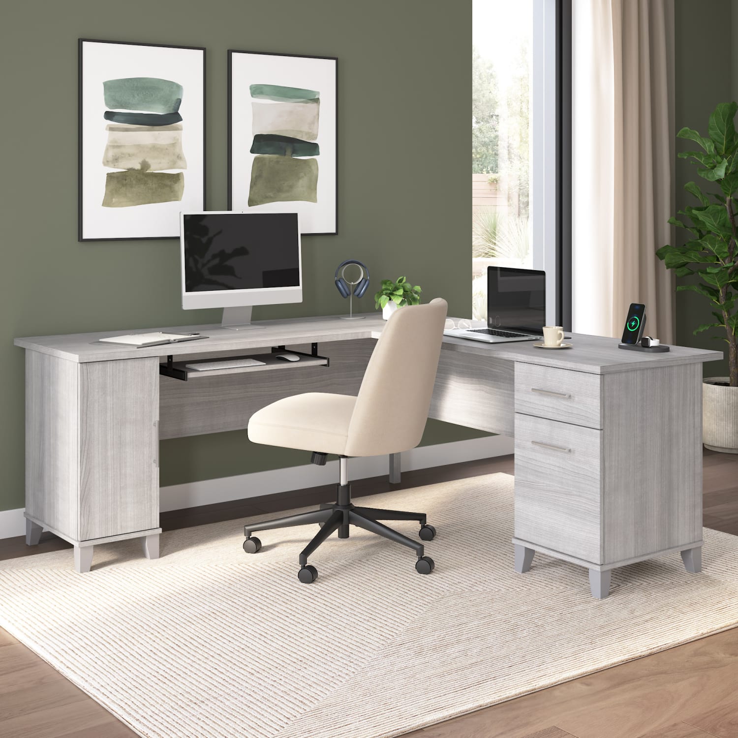 Bush Business Furniture Somerset 72inW L-Shaped Corner Desk, Platinum Gray, Standard Delivery