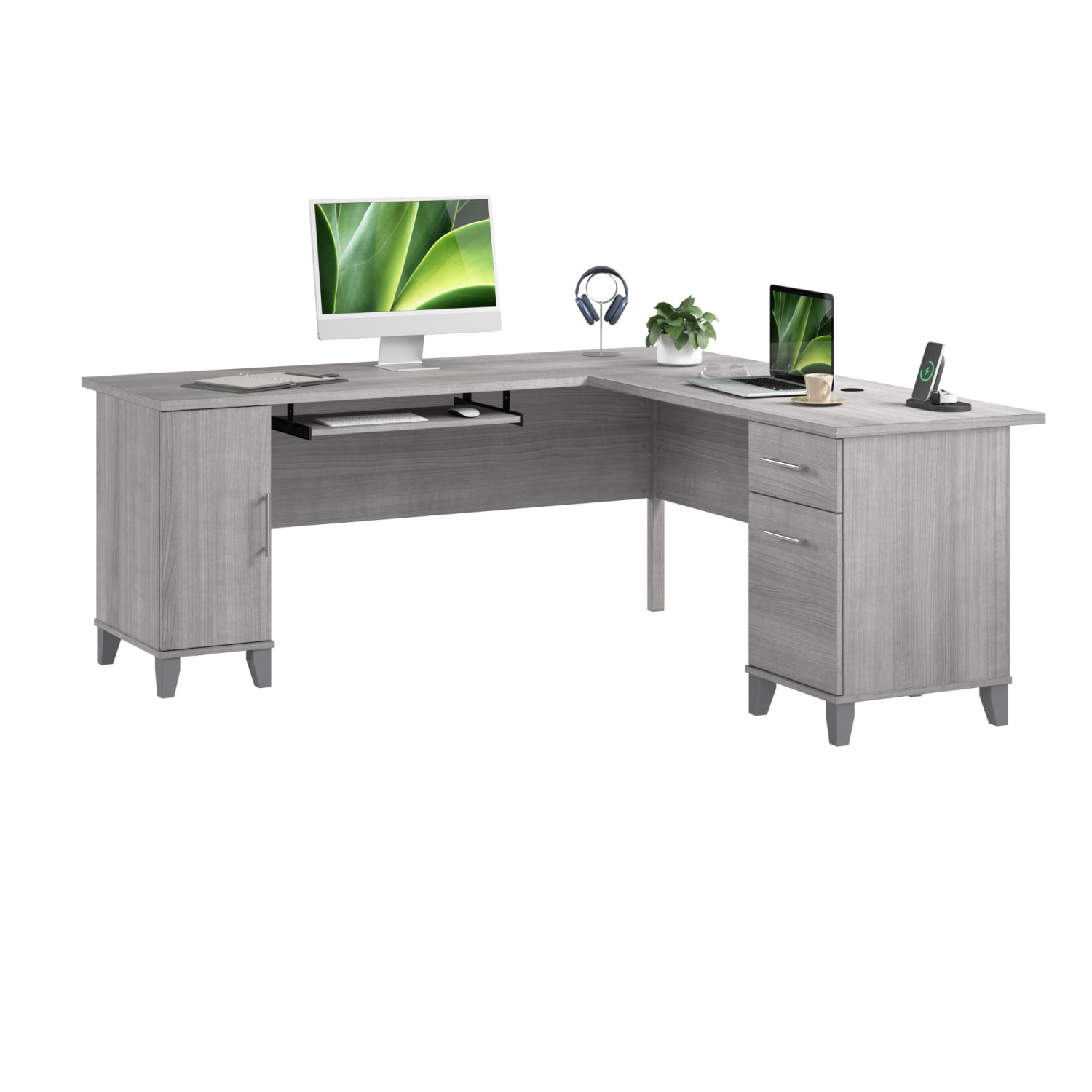 Bush Business Furniture Somerset 72inW L-Shaped Corner Desk, Platinum Gray, Standard Delivery - Image 3