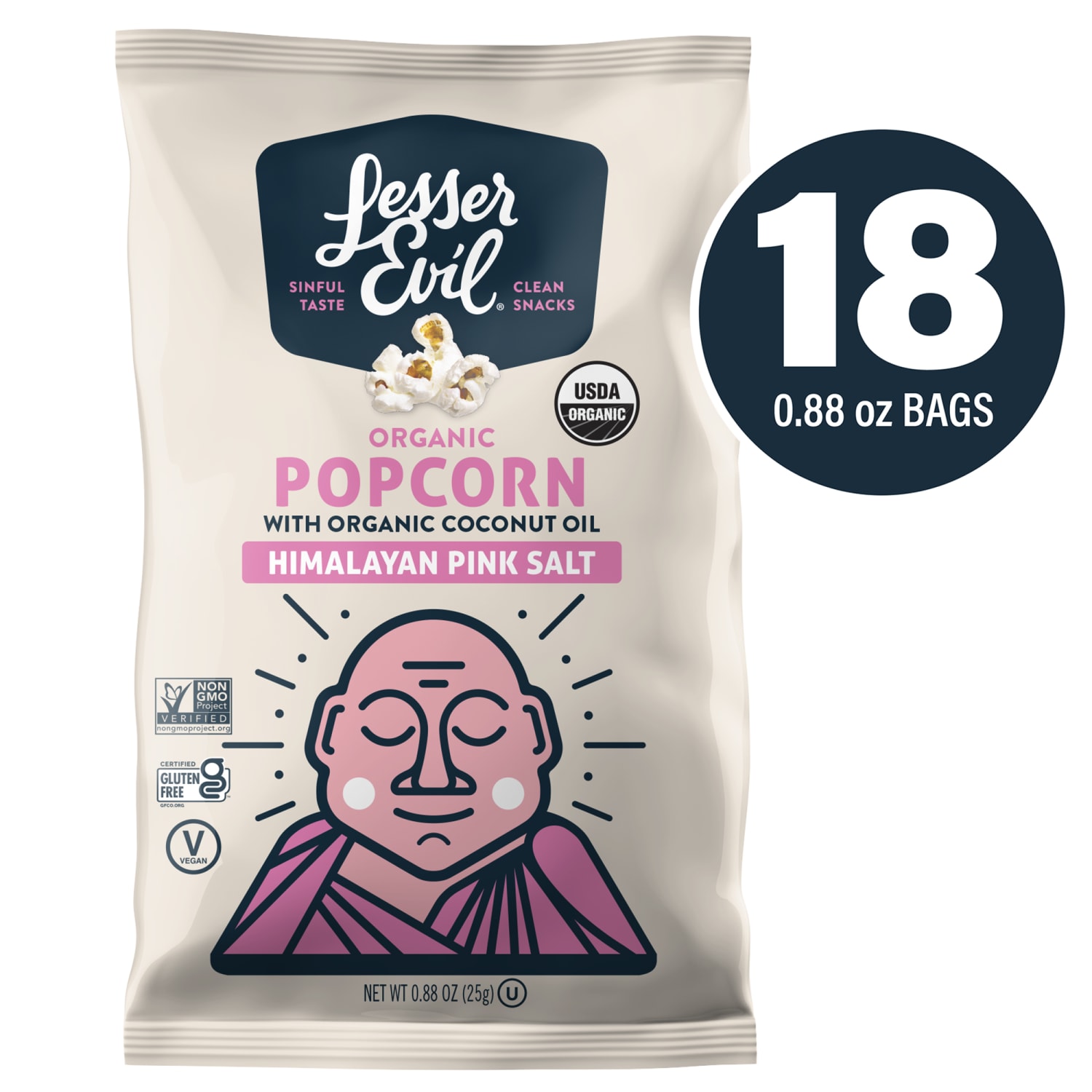 LesserEvil Organic Popcorn, Himalayan Pink, 0.88 Oz, Pack Of 18 Bags - Image 3