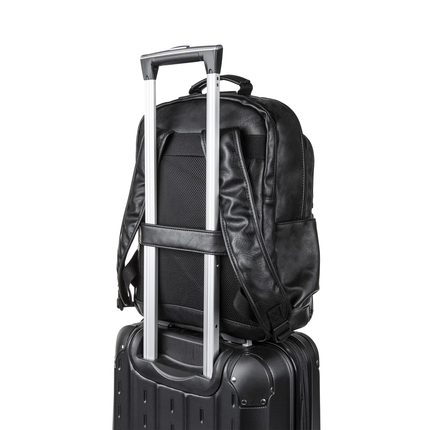 Bugatti Valentino Vegan Leather Backpack With RFID Pocket And 15.6in Laptop Compartment, Black - Image 5