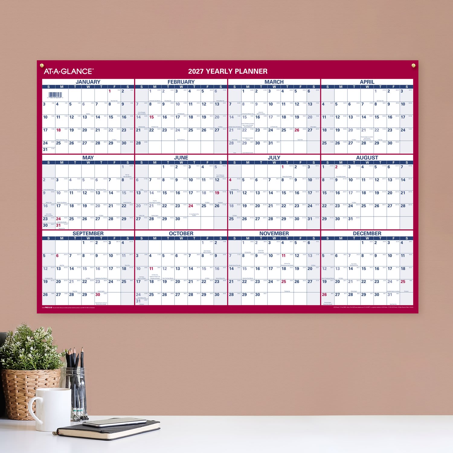 AT-A-GLANCE 2027 Vertical Horizontal Reversible Yearly Wall Calendar, Large, 24in x 36in - Image 4