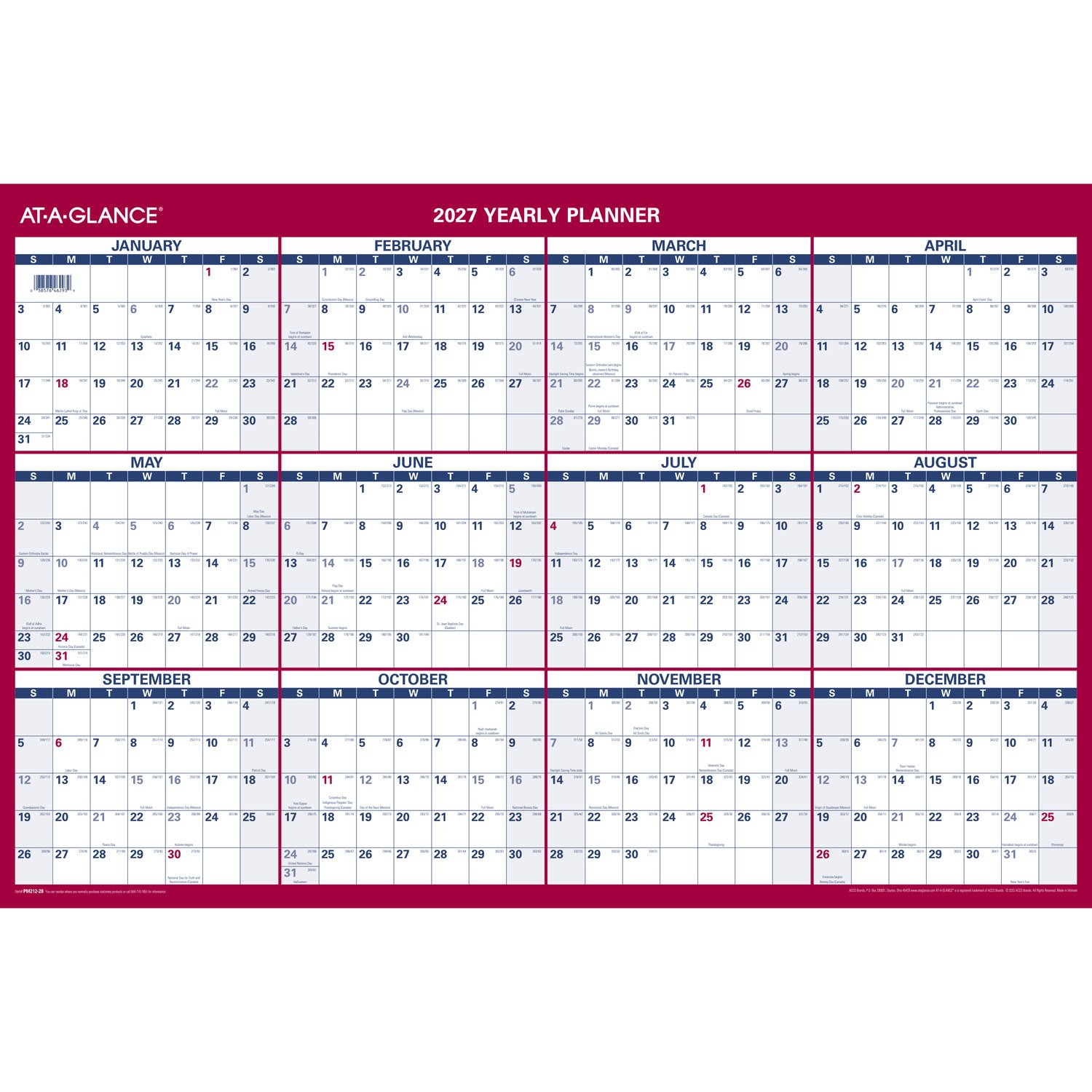 AT-A-GLANCE 2027 Vertical Horizontal Reversible Yearly Wall Calendar, Large, 24in x 36in - Image 6