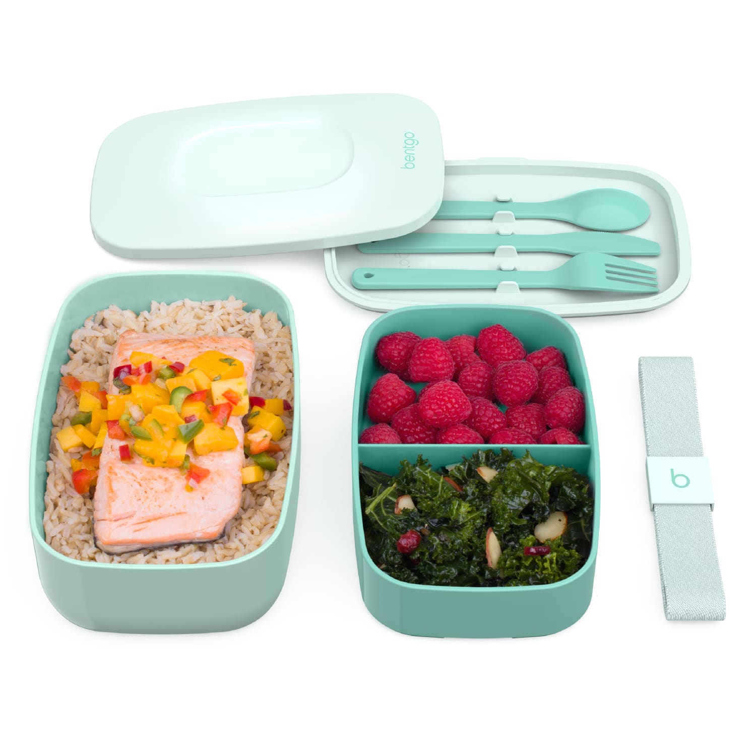 Bentgo Classic All-In-One Lunch Box Container, 3-13/16inH x 4-3/4inW x 7-1/8inD, Coastal Aqua - Image 3