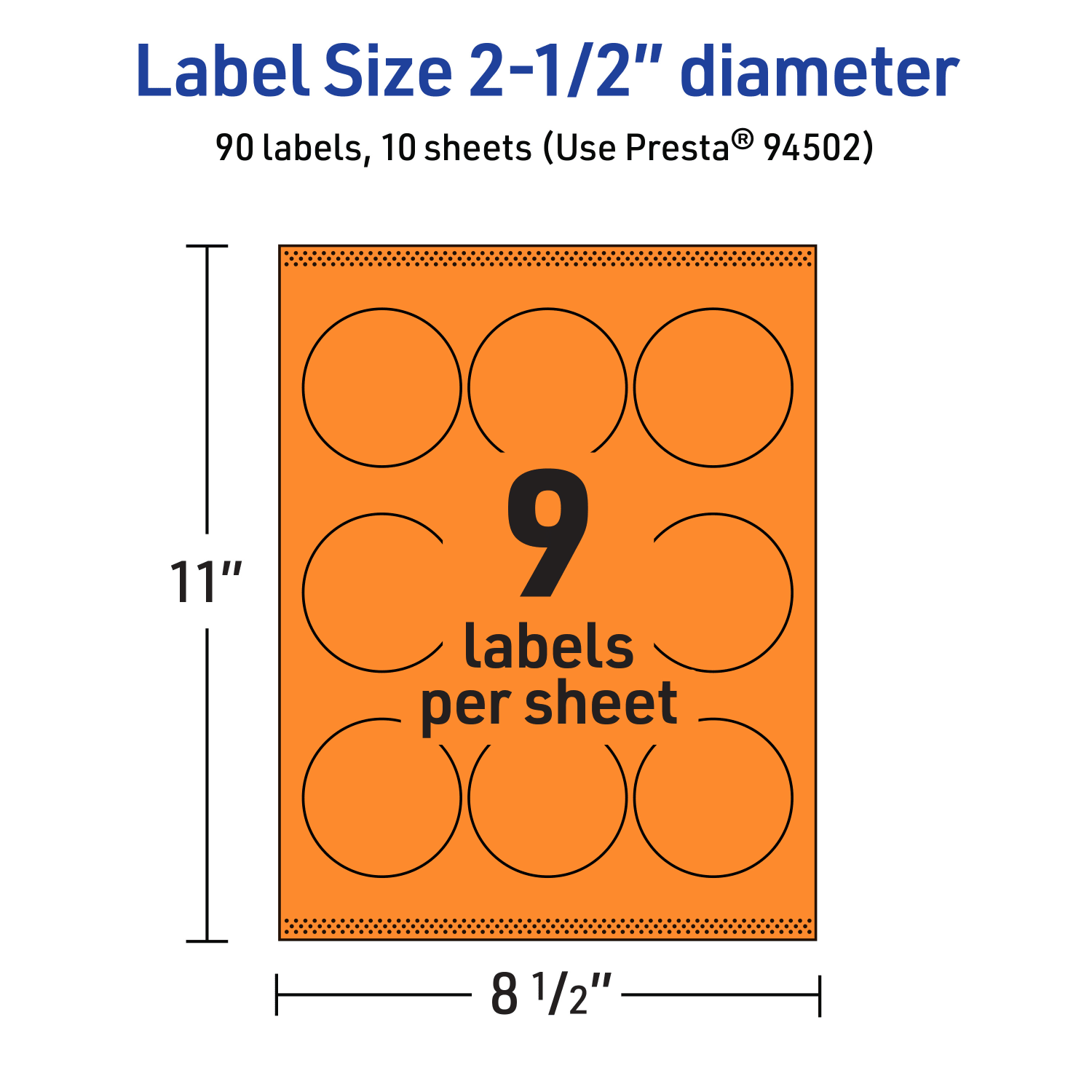 Avery Print-To-The-Edge Labels With Sure Feed Technology, 94502-BOP10, Round, 2-1/2in, Matte Bright Orange, Pack of 90 - Image 6