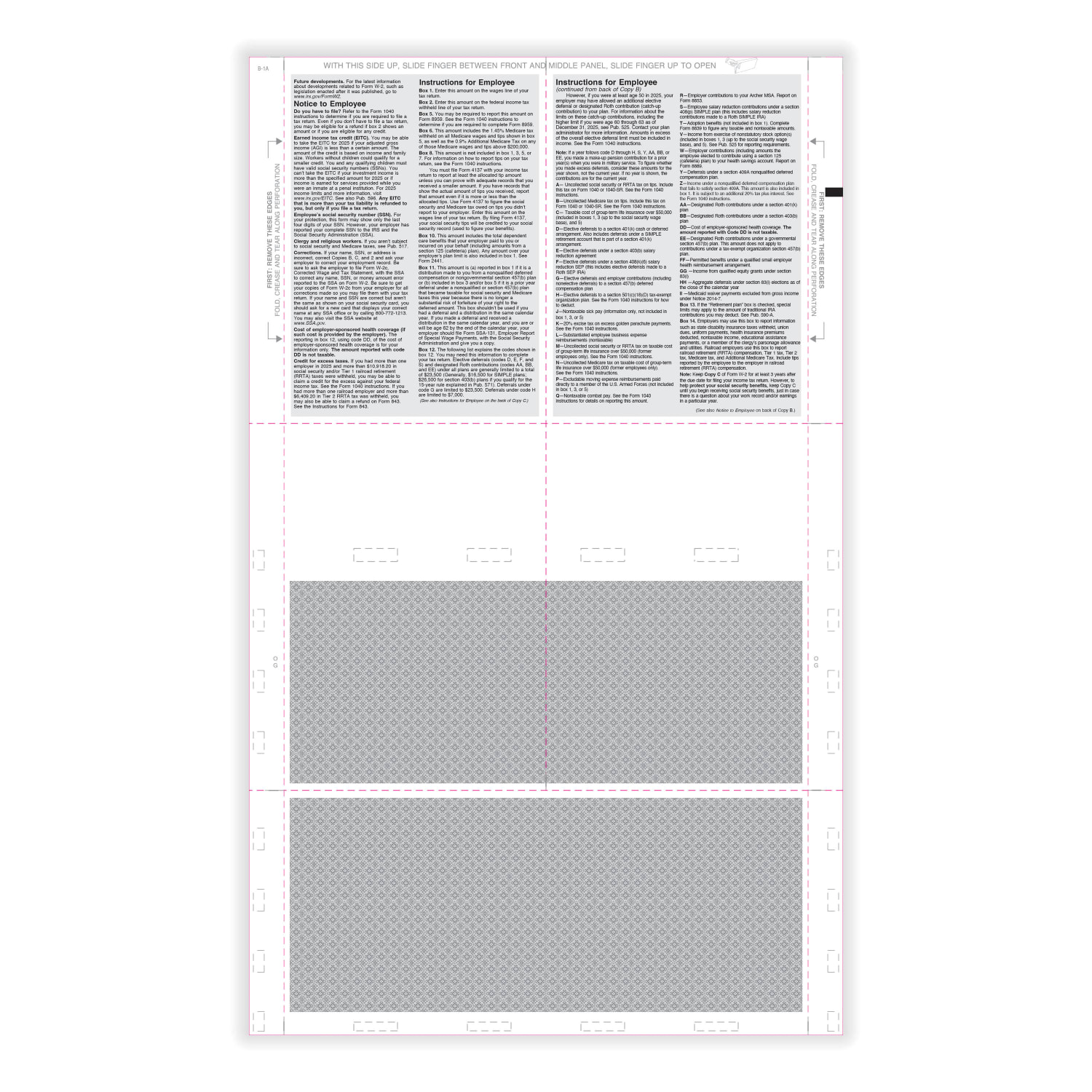 ComplyRight W-2 Tax Forms, Employee's Copy B, C, 2 Or Extra Copy, 4-Up (Box), EZ-Fold Duplex, 14in, Pack Of 500 Forms - Image 3