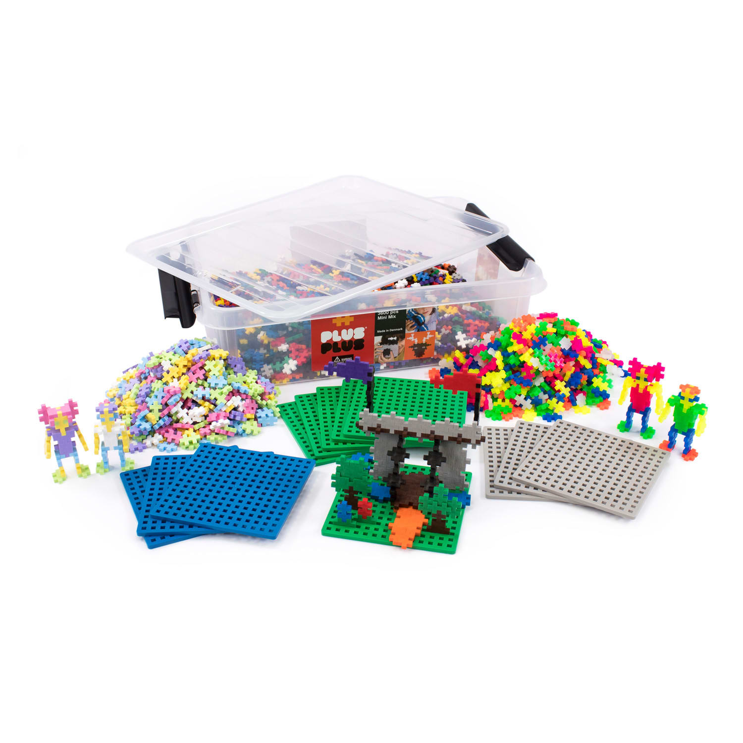 Plus-Plus Building Blocks School Set, Basic, Neon, & Pastel Colors, 3600 Pieces - Image 3