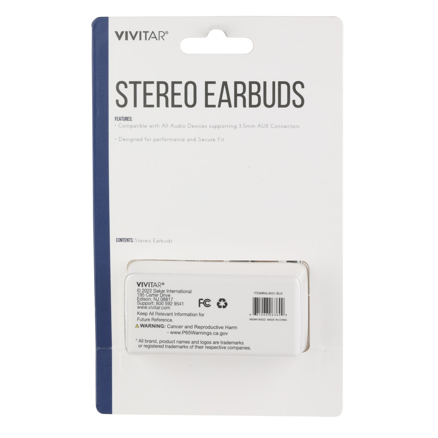 Vivitar Wired Stereo Earbuds, Black, NIL8001 - Image 3