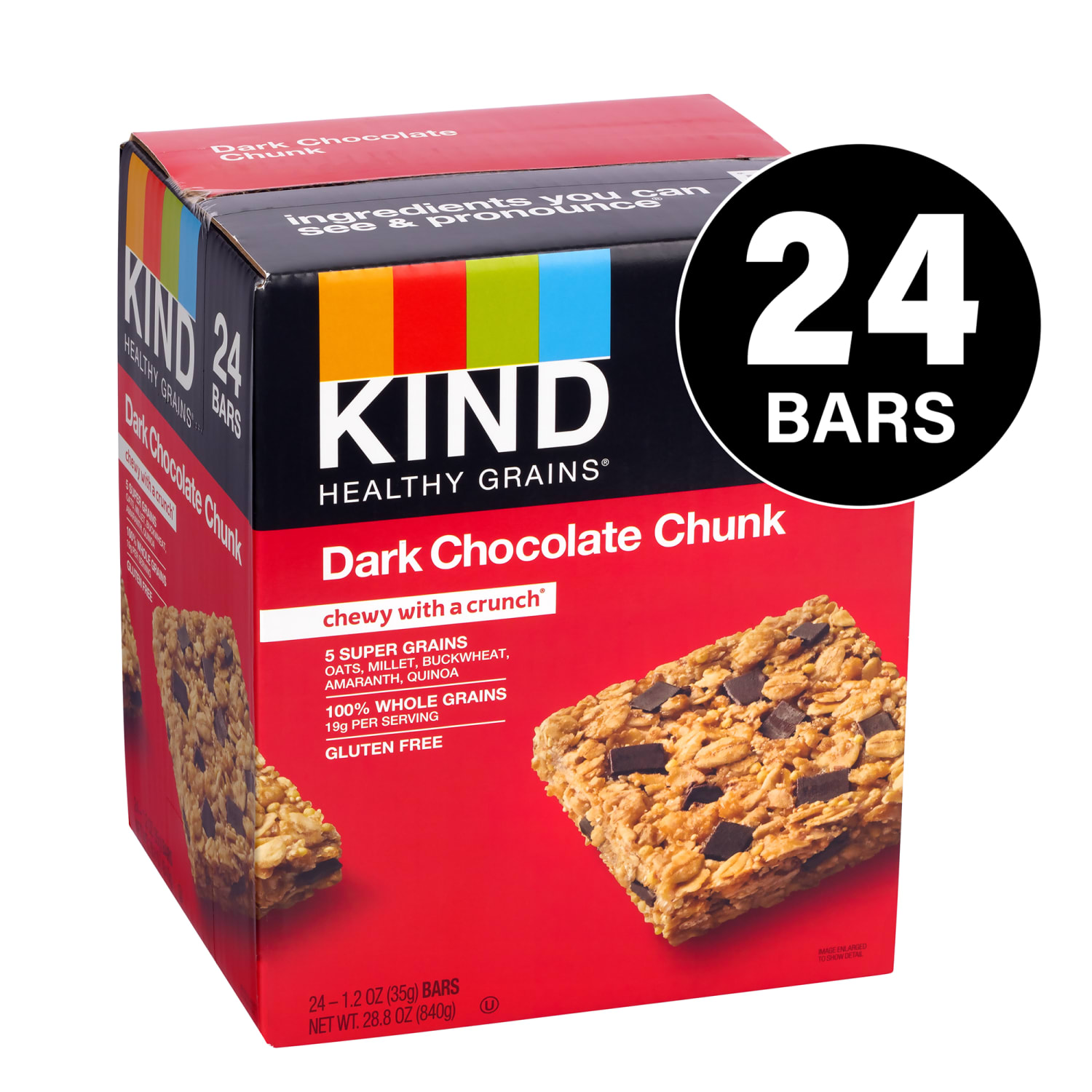 KIND Healthy Grains Bars, Dark Chocolate Chunk, 1.2 Oz, Pack Of 24 Bars - Image 3