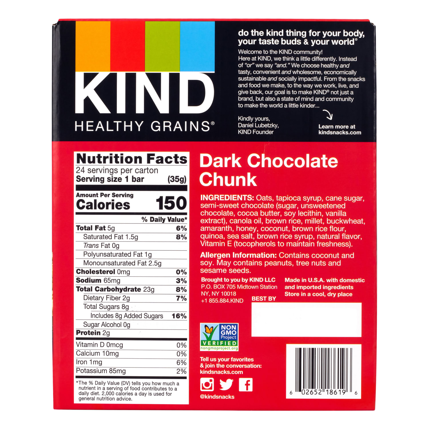 KIND Healthy Grains Bars, Dark Chocolate Chunk, 1.2 Oz, Pack Of 24 Bars - Image 5