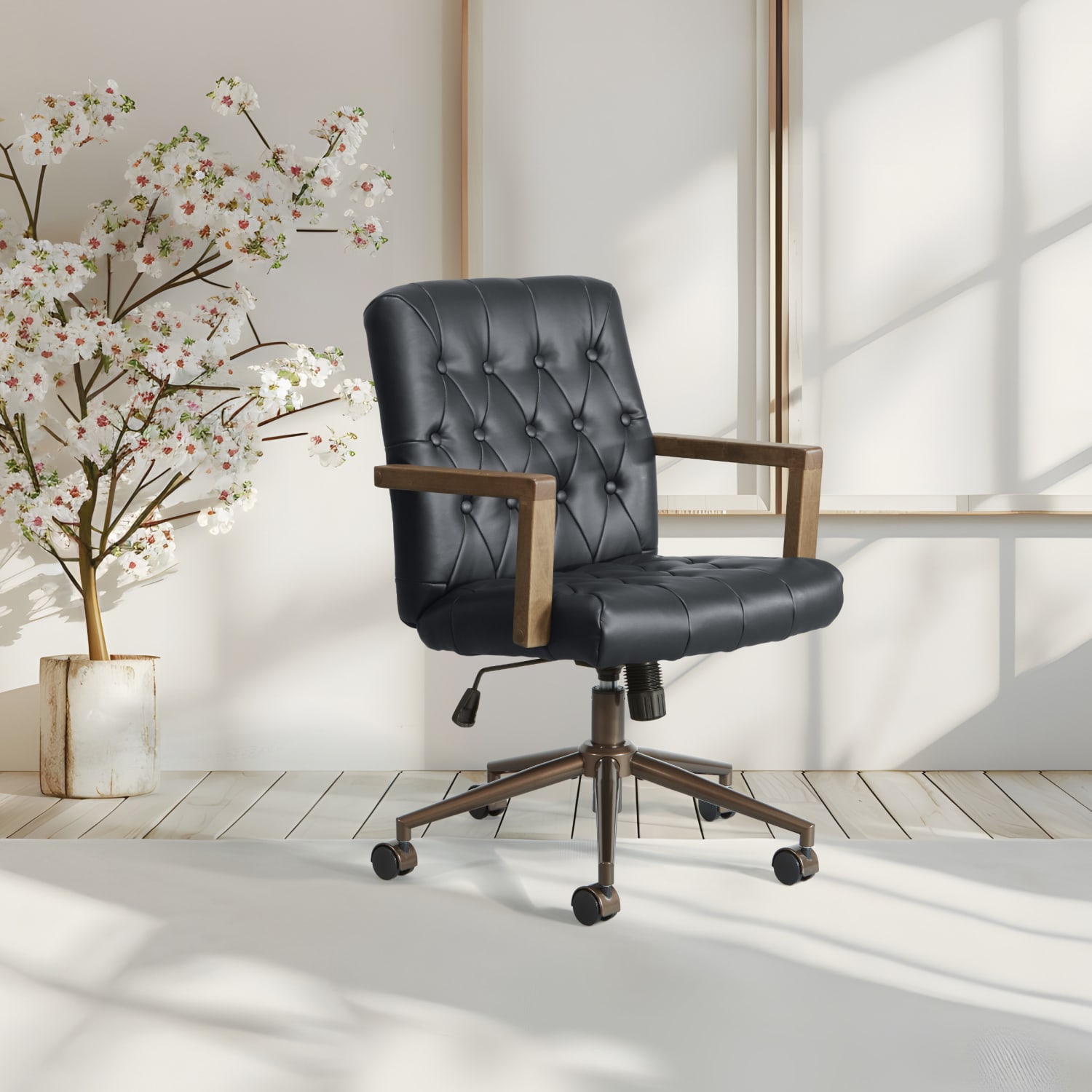Office Star Waltham Faux Leather High-Back Executive Office Chair, Black - Image 4