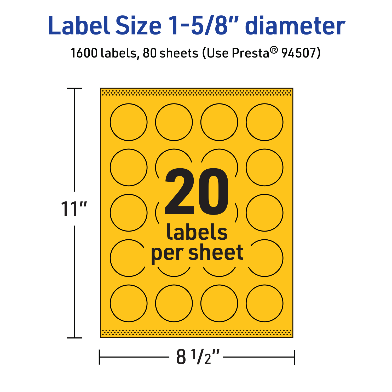 Avery Print-To-The-Edge Labels With Sure Feed Technology And Easy Peel Label Feature, 94507-BYP80, Round, 1-5/8in, Matte Bright Yellow, Pack of 1600 - Image 6