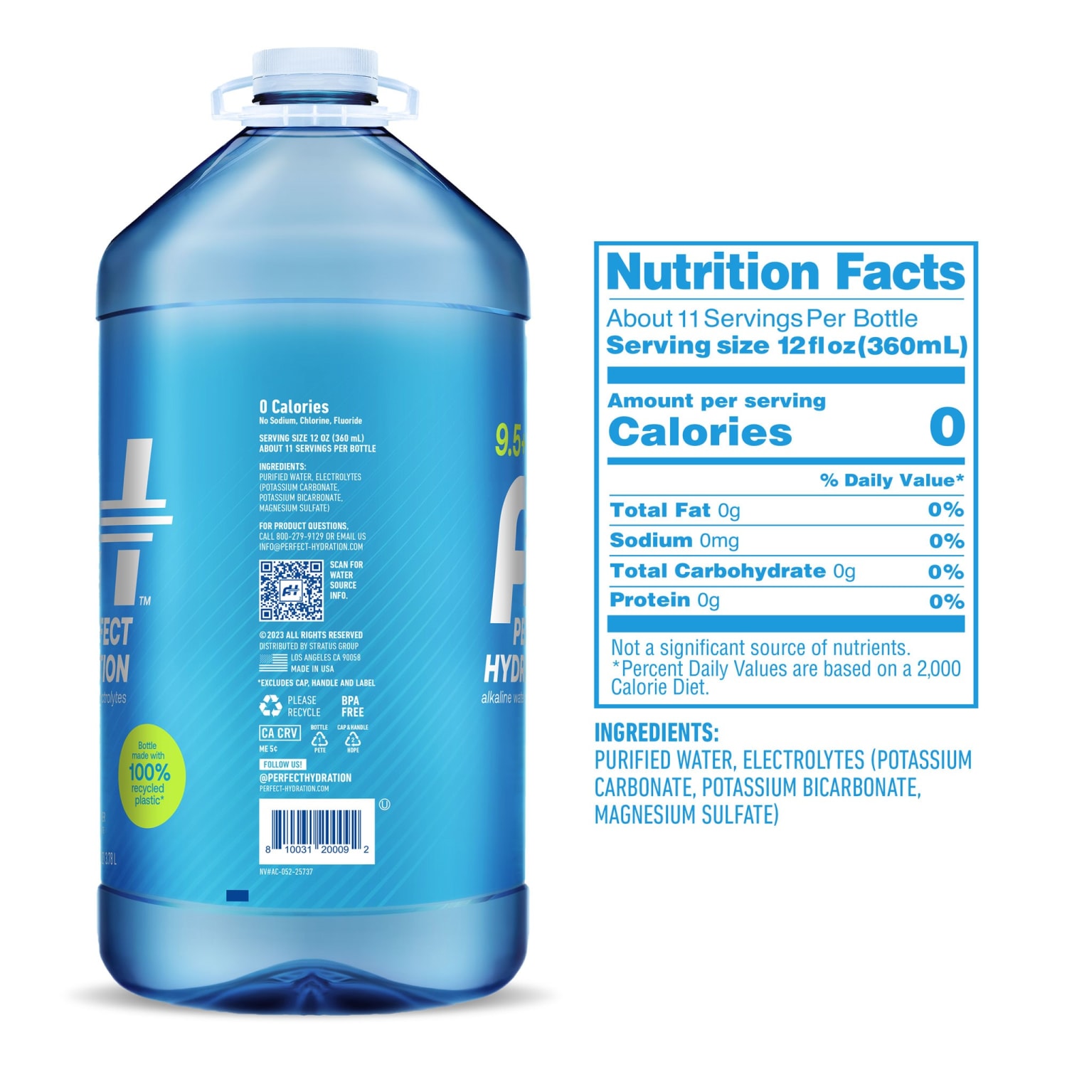 Perfect Hydration 9.5+ pH Alkaline Drinking Water, 1 Gallon, Case Of 4 Jugs - Image 3