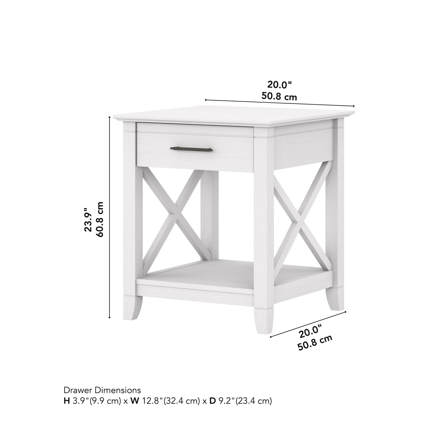 Bush Furniture Key West End Table With Storage, 24inH x 20inW x 20inD, Pure White Oak, Standard Delivery - Image 5