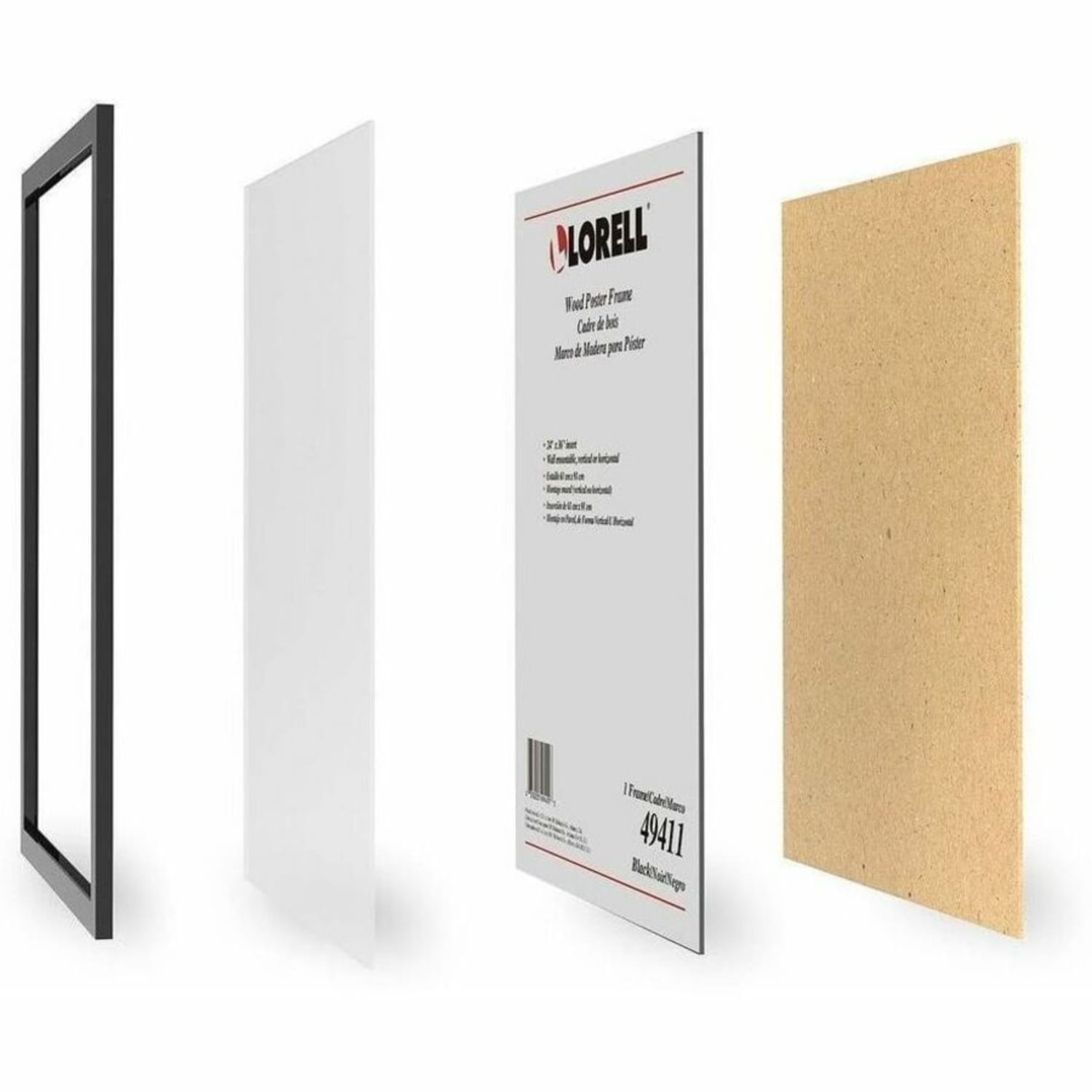 Lorell Wide Frame - 24in x 36in Frame Size - Rectangle - Wall Mountable - Vertical, Horizontal - Wood - Black - 1 Each - Image 4