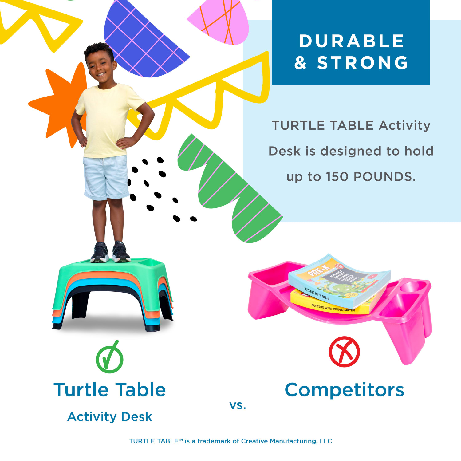 LapGear Turtle Table Kids Activity Lap Desk Tray, Purple - Image 4