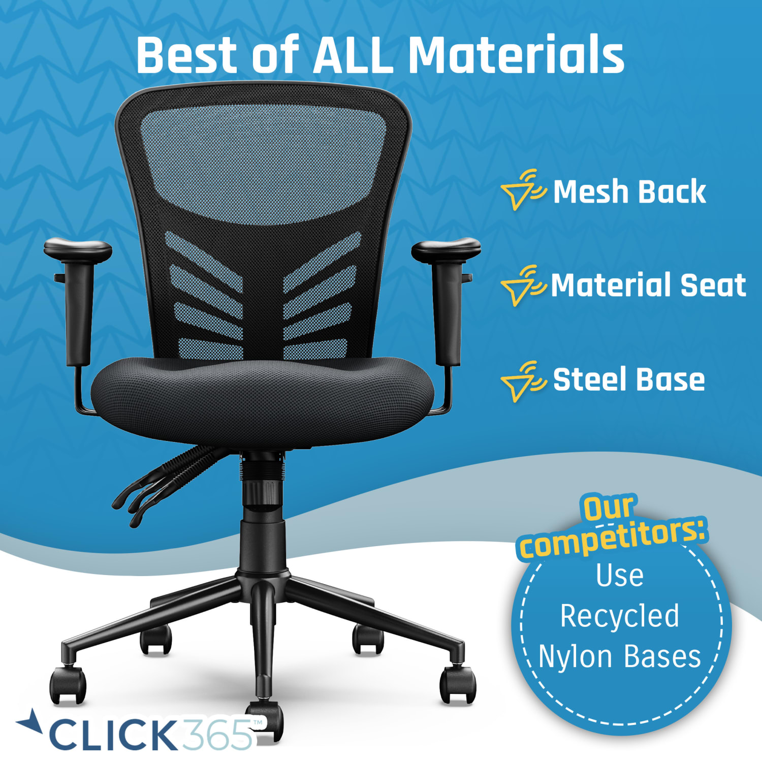 Click365 Flow Ergonomic Mesh MidBack Office Task Chair Black PopularChairscom Click365 Flow Ergonomic Mesh Mid Back Office Task Chair Black PopularChairscom