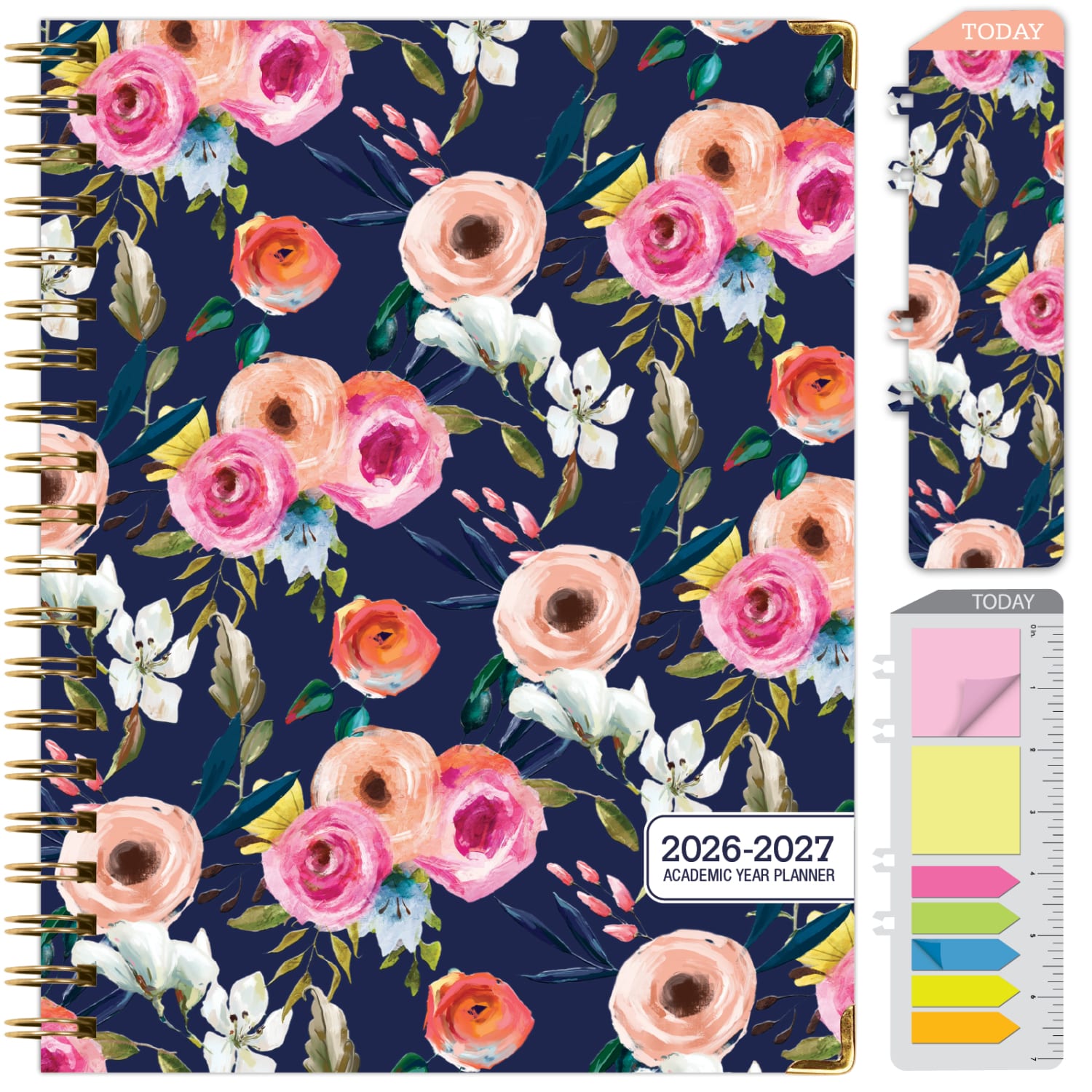 2026-2027 Excello Brands 14-Month Academic Year Hardcover Weekly/Monthly Fashion Planner, 8-1/2in x 11in, Navy Floral, May To June, Total Qty 1 - Image 3