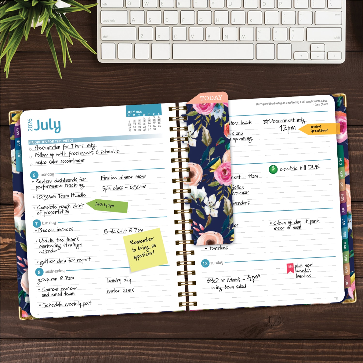 2026-2027 Excello Brands 14-Month Academic Year Hardcover Weekly/Monthly Fashion Planner, 8-1/2in x 11in, Navy Floral, May To June, Total Qty 1 - Image 5